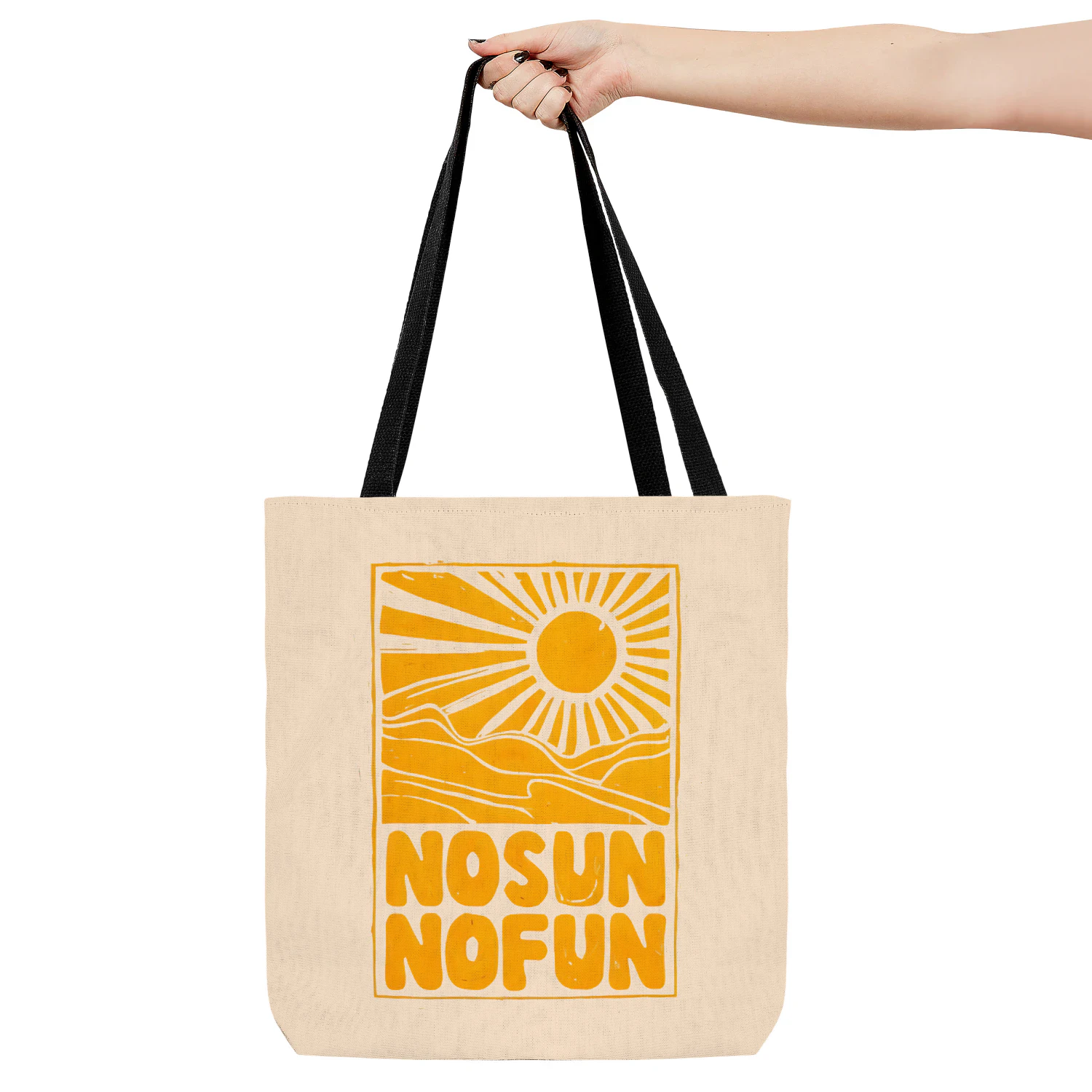 Retro Sunshine Tote Bag – Minimalist Summer Canvas Market Tote