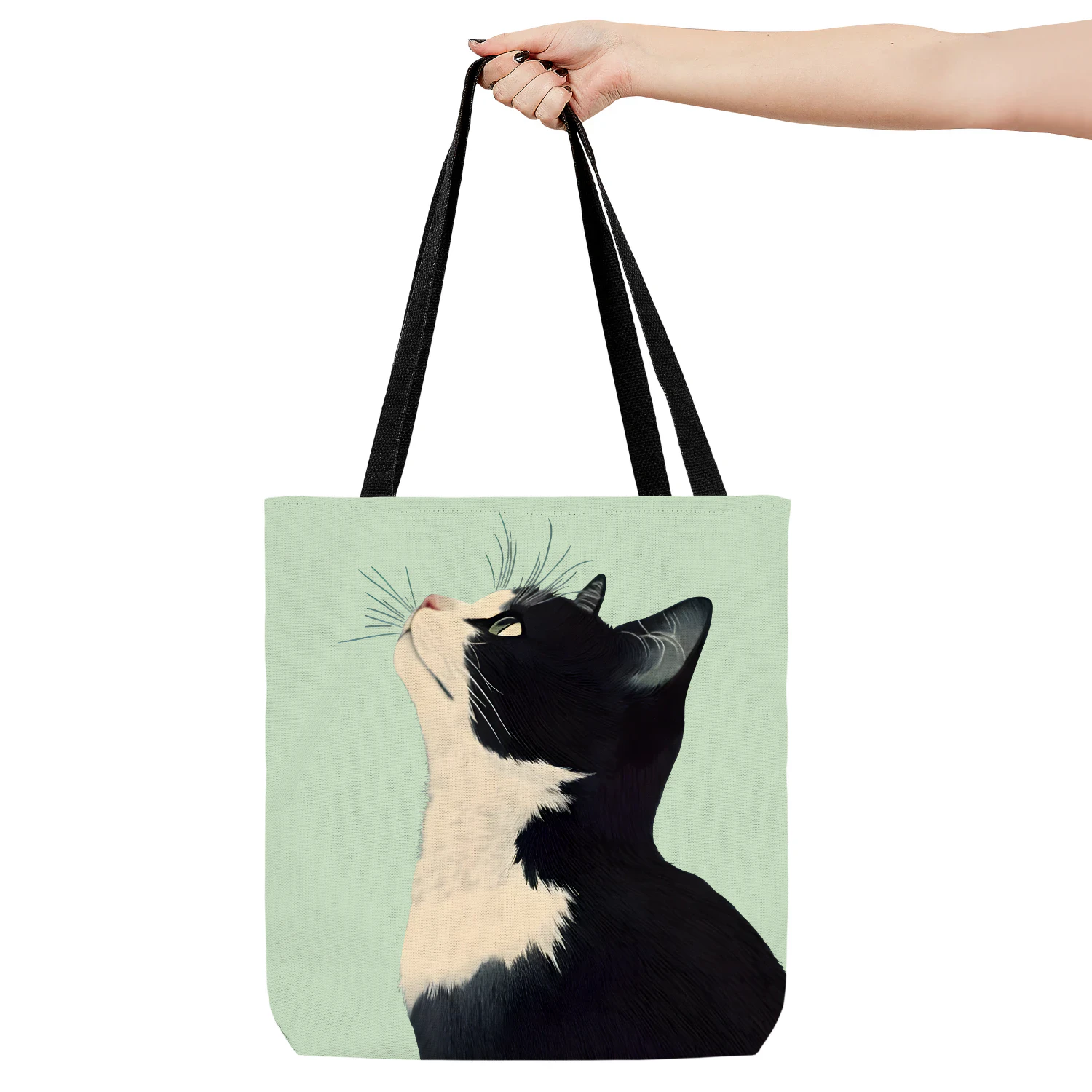 Curious Tuxedo Cat Tote Bag