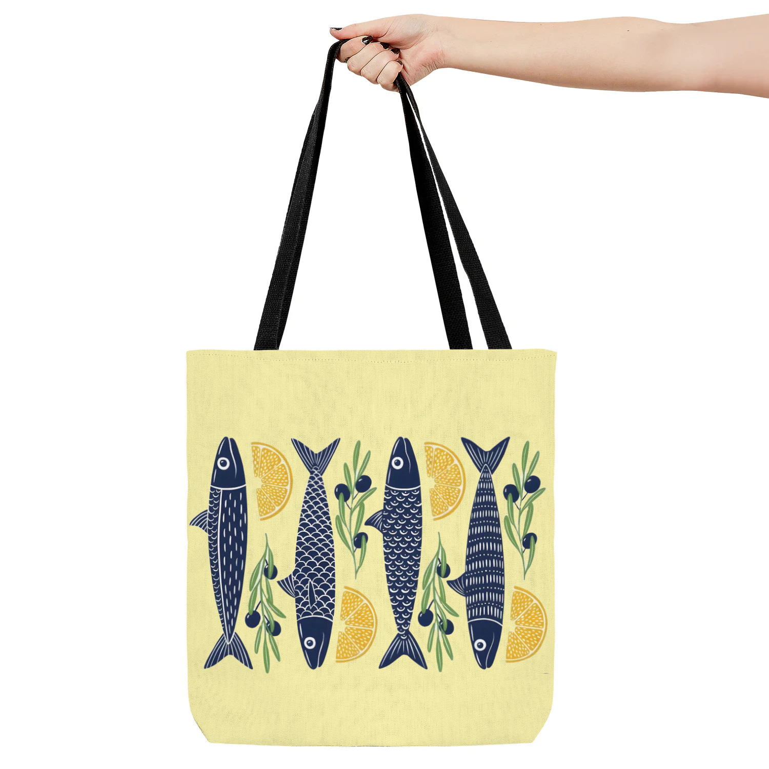Sardine and Lemon Tote Bag – Coastal Kitchen Art Canvas Tote