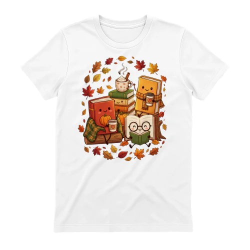 Book Lover Shirt, Fall Reading T-Shirt, Cozy Reader Tee, Coffee & Books Shirt, Autumn Teacher Shirt, Bookish Gift