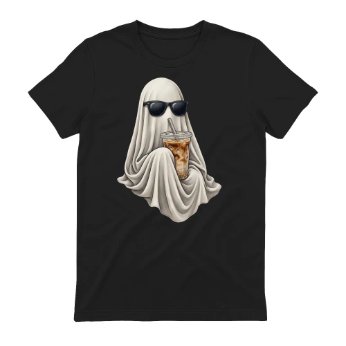 Ghost Drinking Coffee Shirt Comfort Colors Retro Iced Latte Tee Vintage Spooky Season Halloween Ghost Coffee Lover Fall Graphic Gift