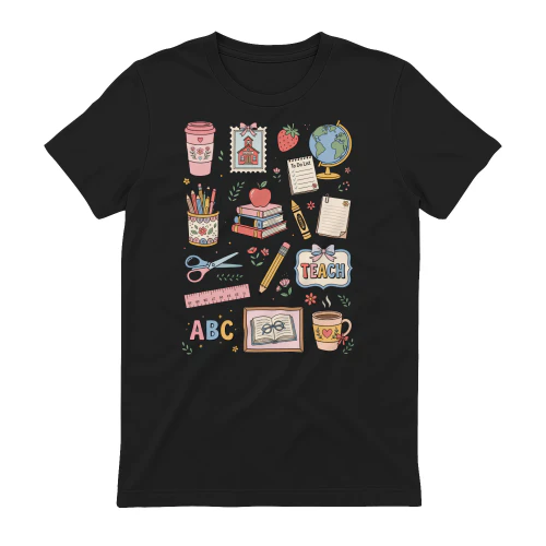 Teacher School Supplies Shirt, Cute Retro Classroom Shirt, Teacher Life Tee, Back to School Shirt, Teacher Gift Shirt