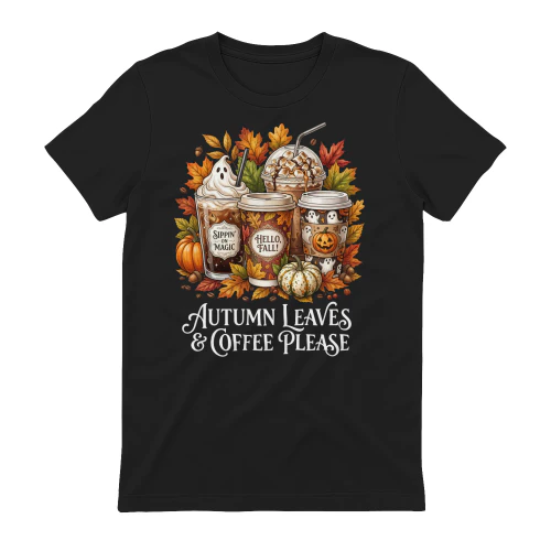 Halloween Coffee Shirt, Ghost Coffee Cup T-Shirt, Coffee Lover Tee, Pumpkin Spice Fall Shirt, Cozy Autumn Gift