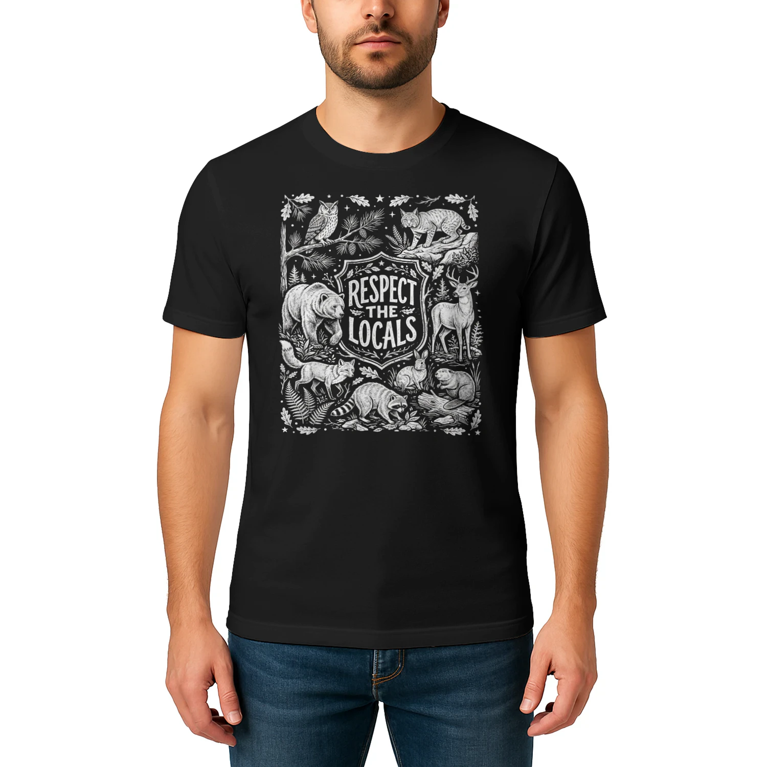 Respect the Locals Woodland Animals Vintage T-shirt