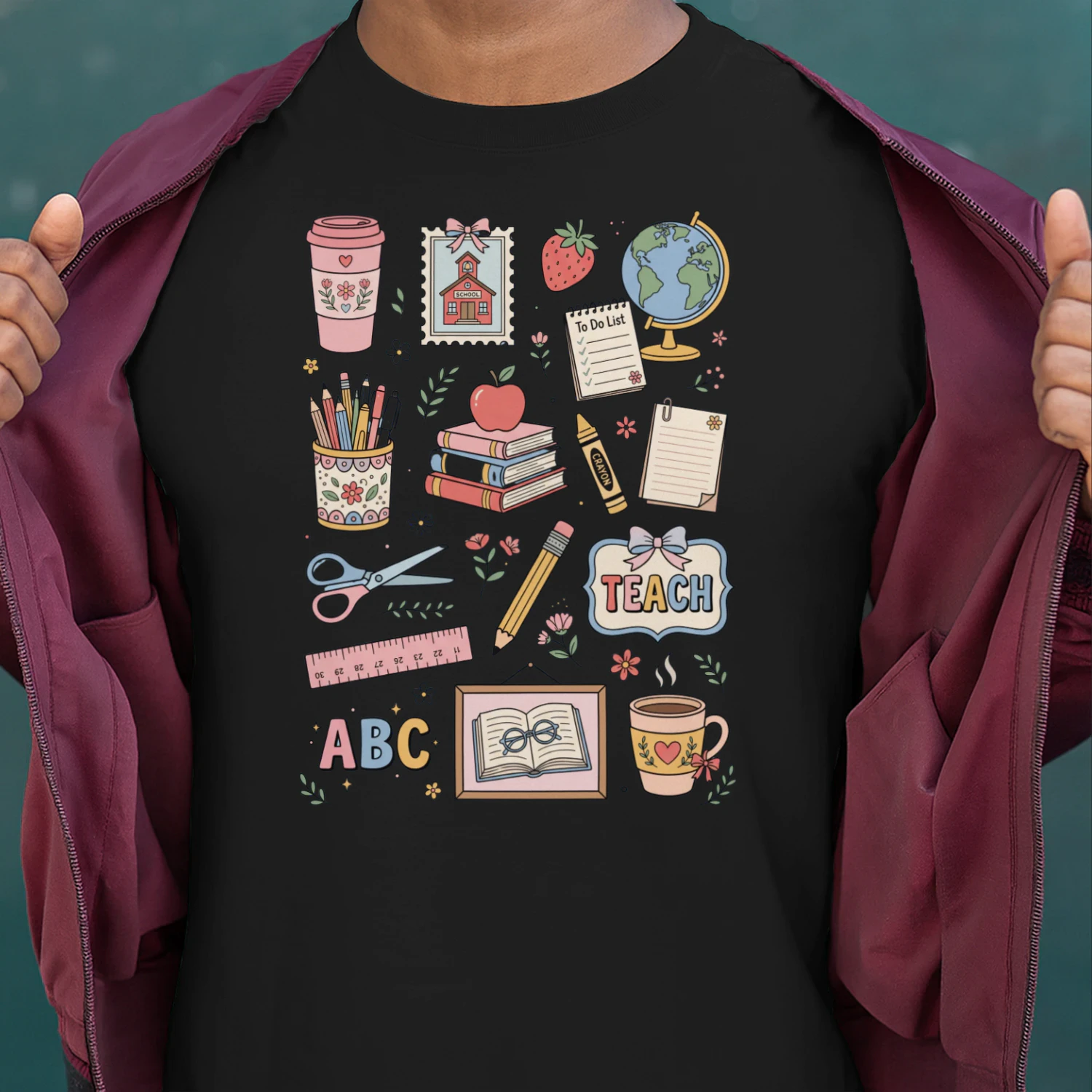 Teacher School Supplies Shirt, Cute Retro Classroom Shirt, Teacher Life Tee, Back to School Shirt, Teacher Gift Shirt