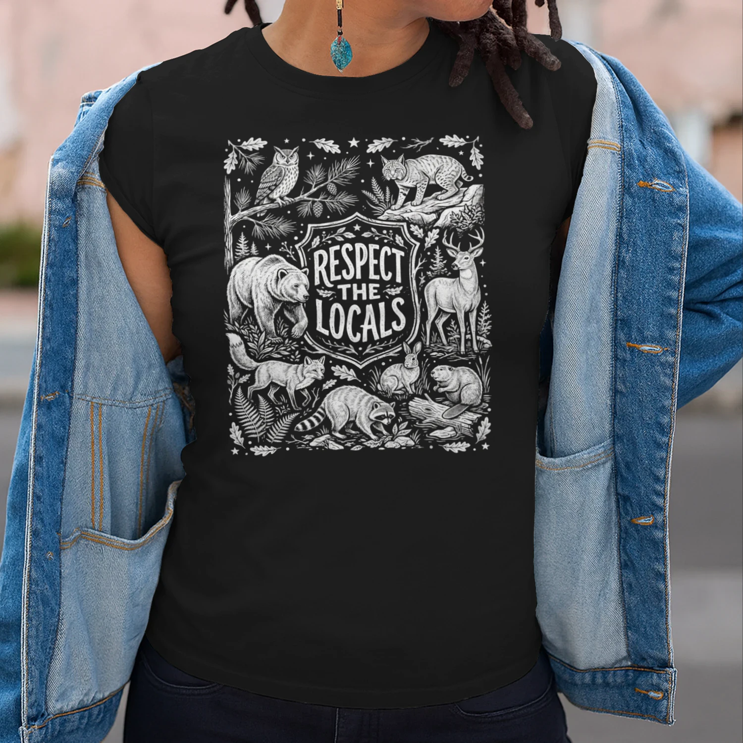 Respect the Locals Woodland Animals Vintage T-shirt