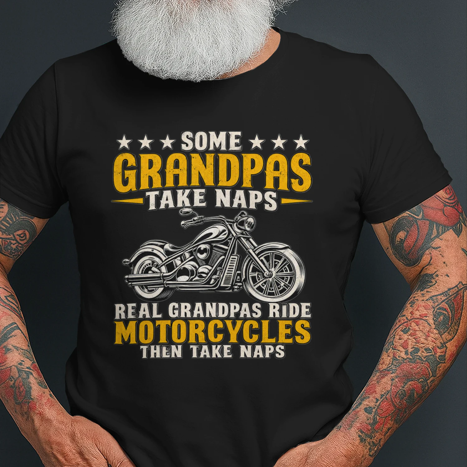 Funny Grandpa Motorcycle T-Shirt – Some Grandpas Take Naps – Vintage Biker Gift for Grandpa