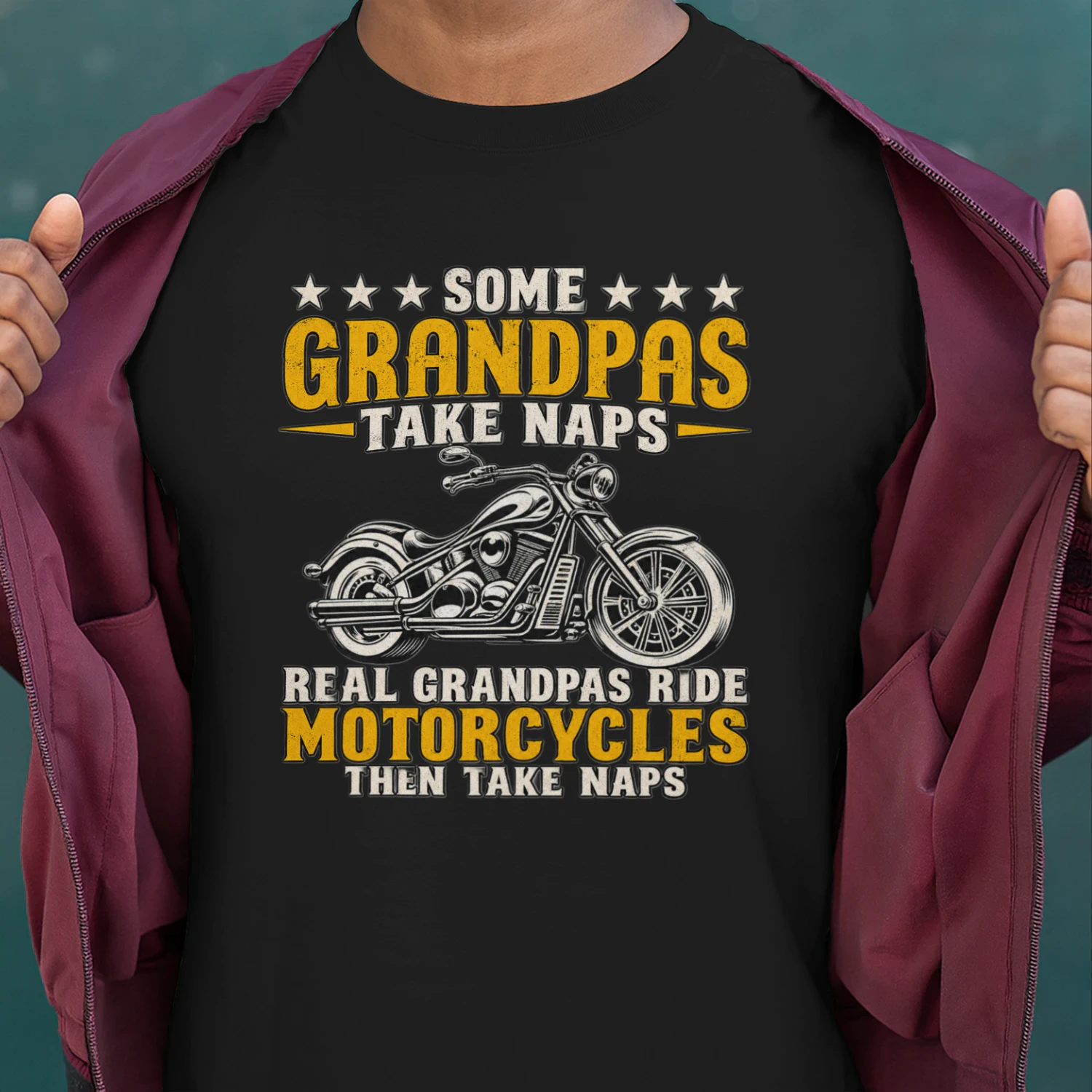 Funny Grandpa Motorcycle T-Shirt – Some Grandpas Take Naps – Vintage Biker Gift for Grandpa