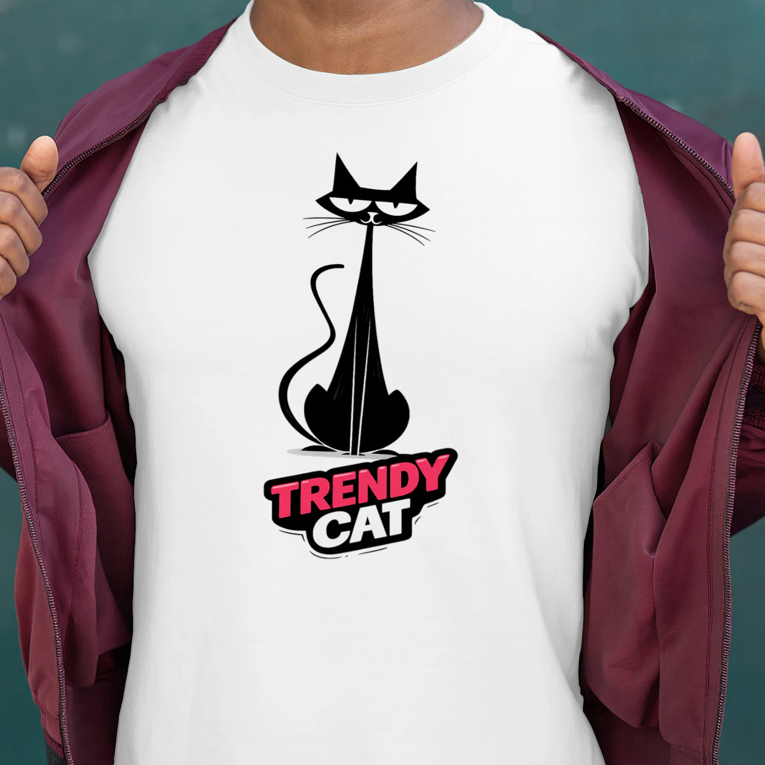 Trendy Cat – Minimalist Fashion Cat Logo Tee, Modern Silhouette Design, Stylish Pet Lover Apparel