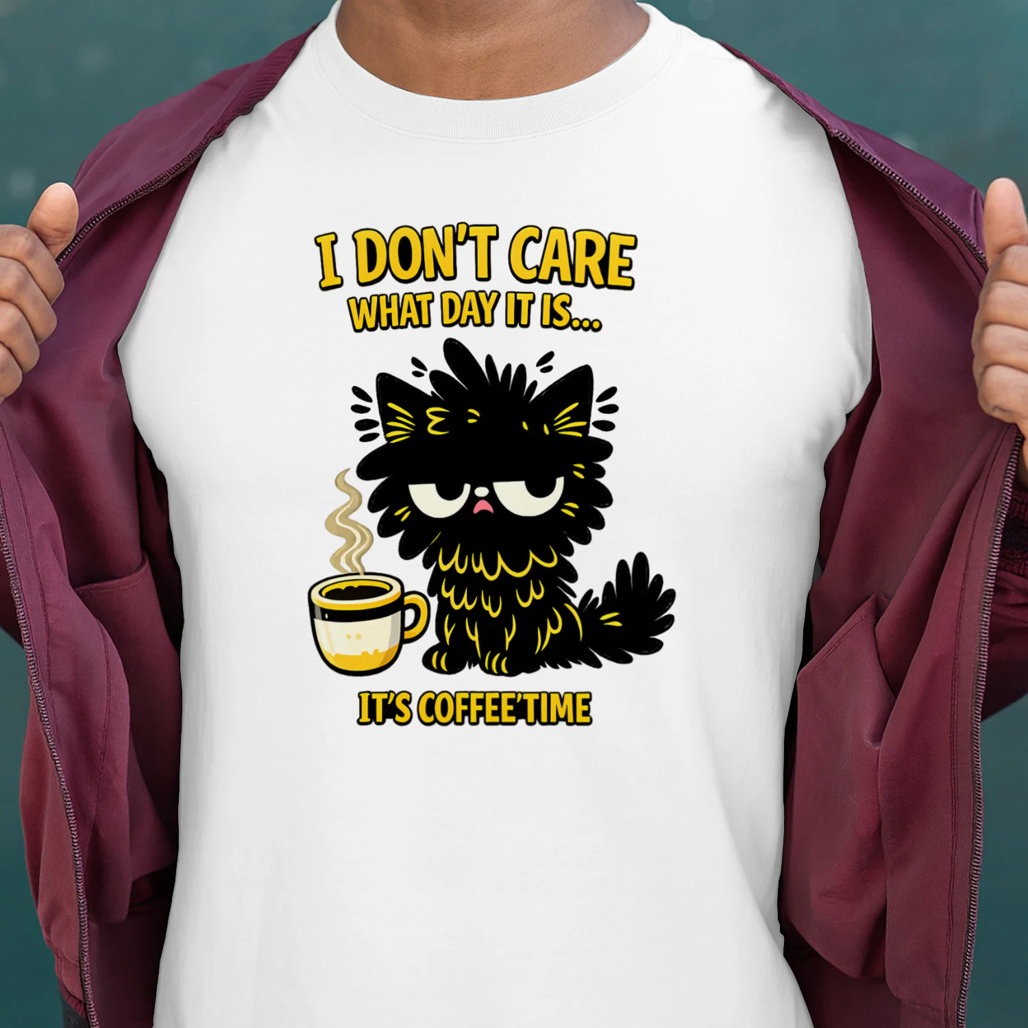 I Don’t Care What Day It Is, It’s Coffee’Time Shirt – Grumpy Cat Coffee Lover Tee, Funny Morning Humor Design