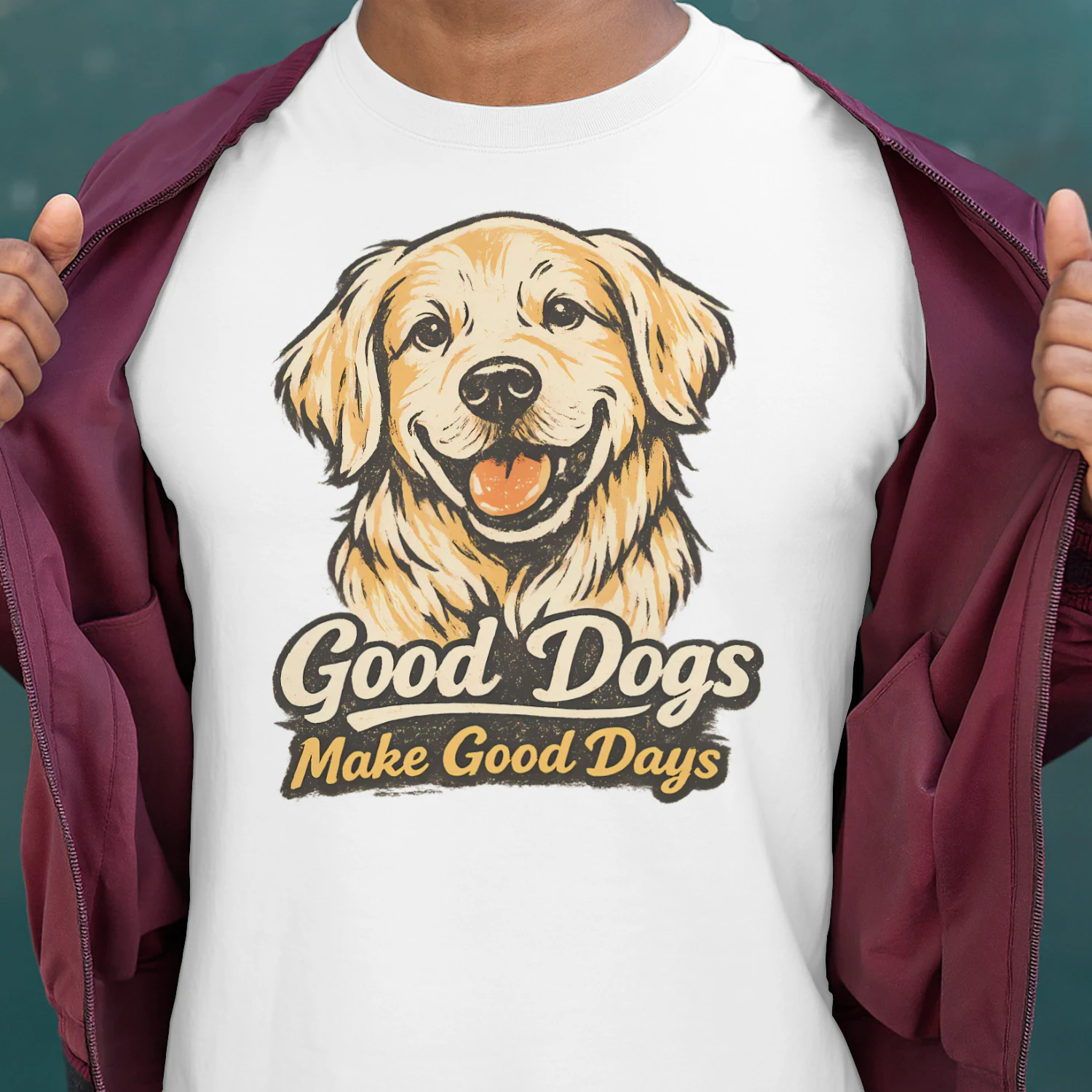 Good Dogs Make Good Days Shirt – Vintage Golden Retriever Tee, Positive Pet Quote, Warm Dog Lover Design