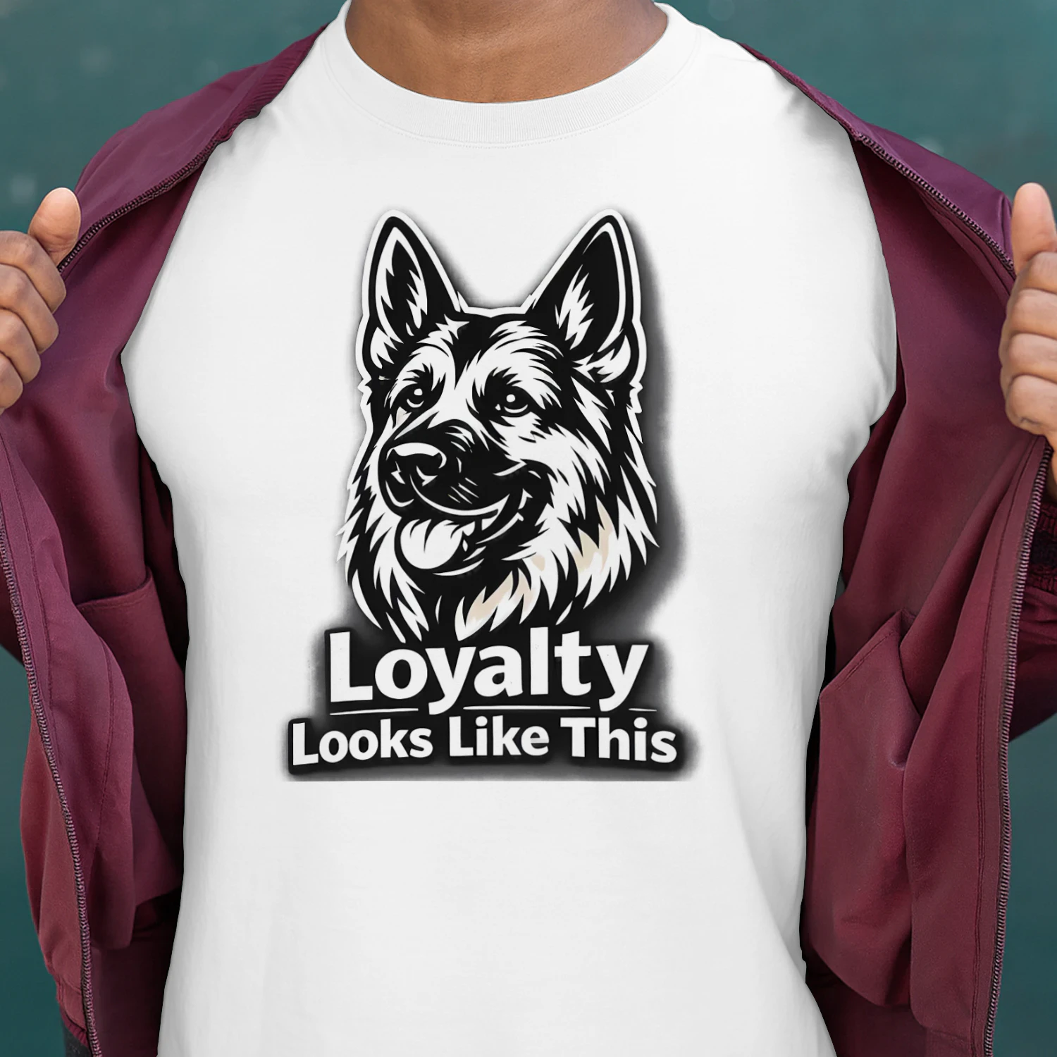 Loyalty Looks Like This German Shepherd Shirt – Bold Black & White Dog Lover Tee, Strong Loyal Pet Design