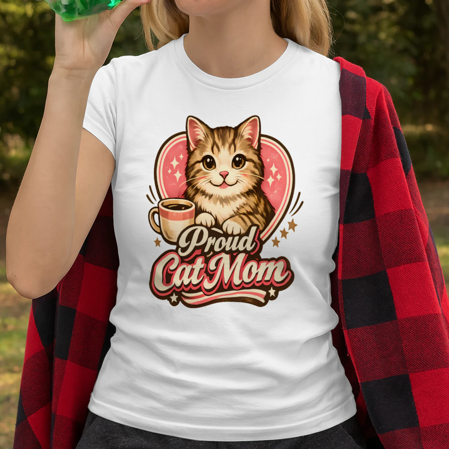 Proud Cat Mom Shirt – Cute Cat Lover Tee, Warm Coffee Aesthetic Design, Perfect Gift for Cat Moms