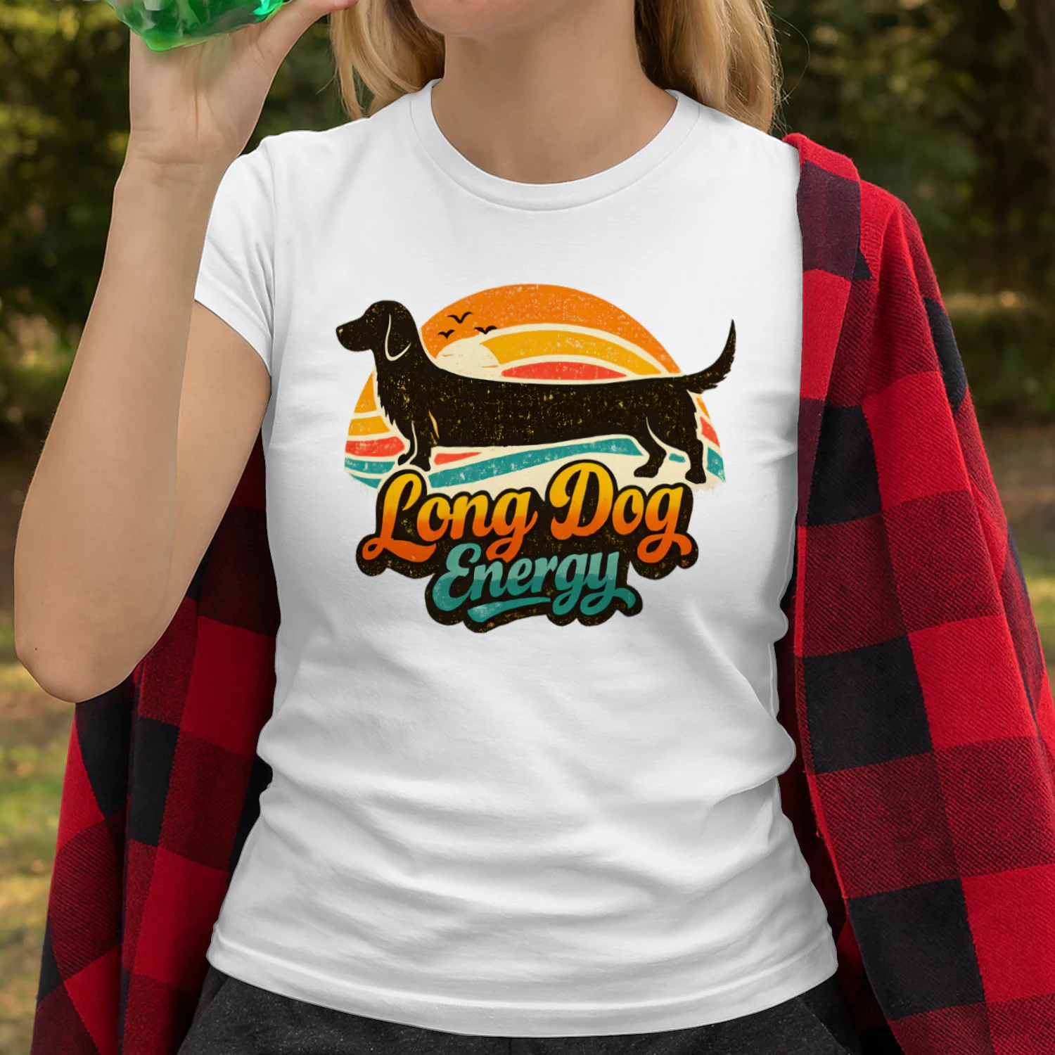 Long Dog Energy – Retro Sunset Dachshund Tee, Funny Wiener Dog Gift, Vintage Dog Lover Apparel