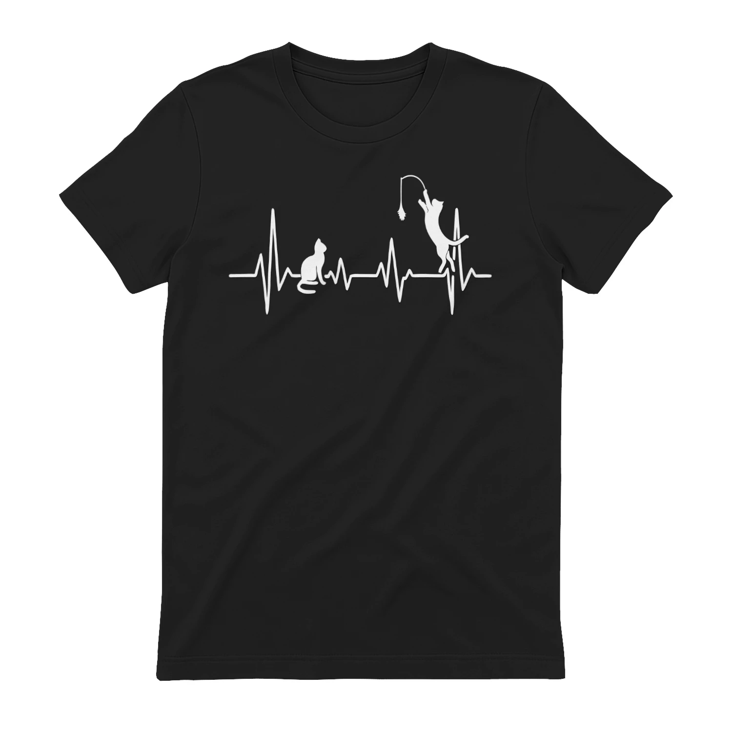 Cat Heartbeat – Playful Jumping Cat Tee, Minimalist Line Art Pet Lover Design, Cat Mom & Cat Dad Apparel