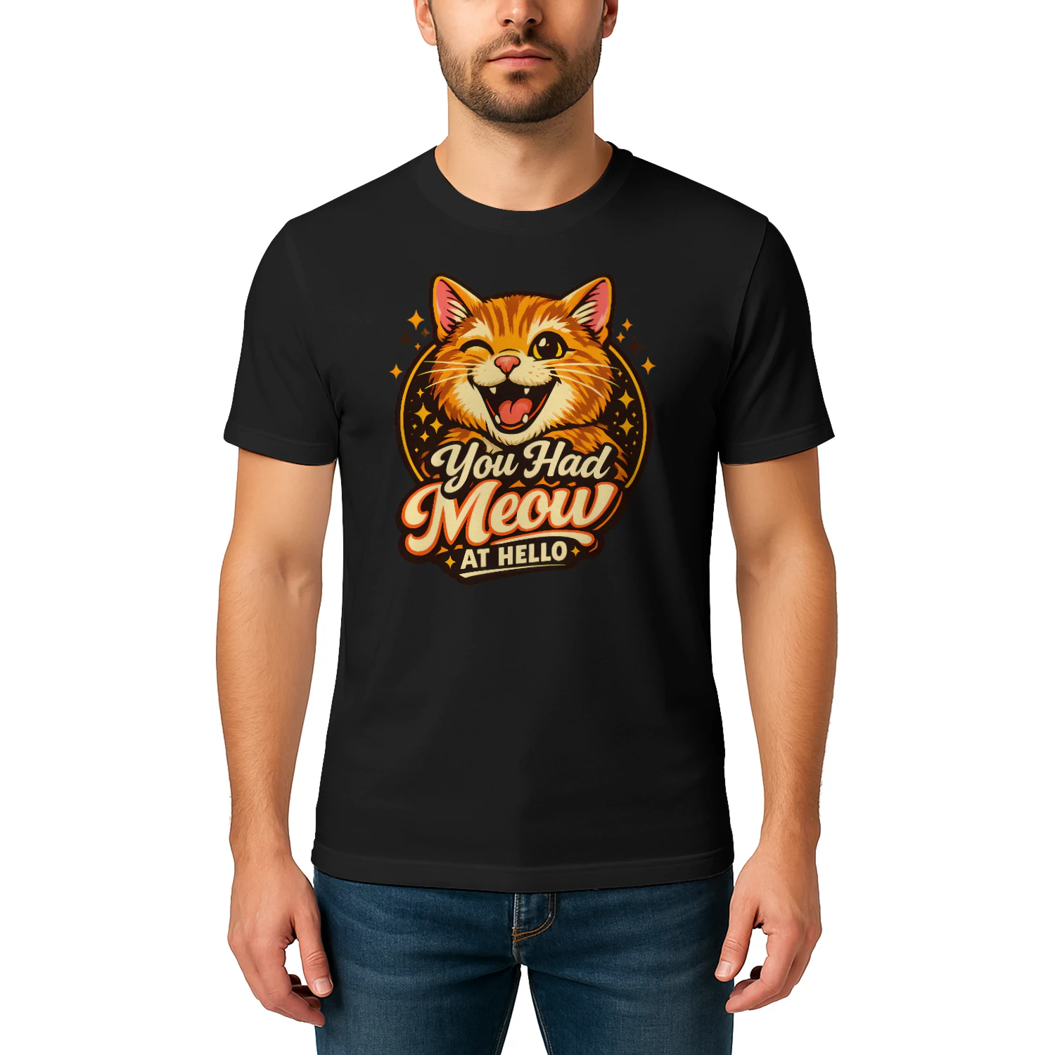 You Had Meow At Hello Shirt – Cute Cat Lover Tee, Playful Pun Quote, Warm Aesthetic Design