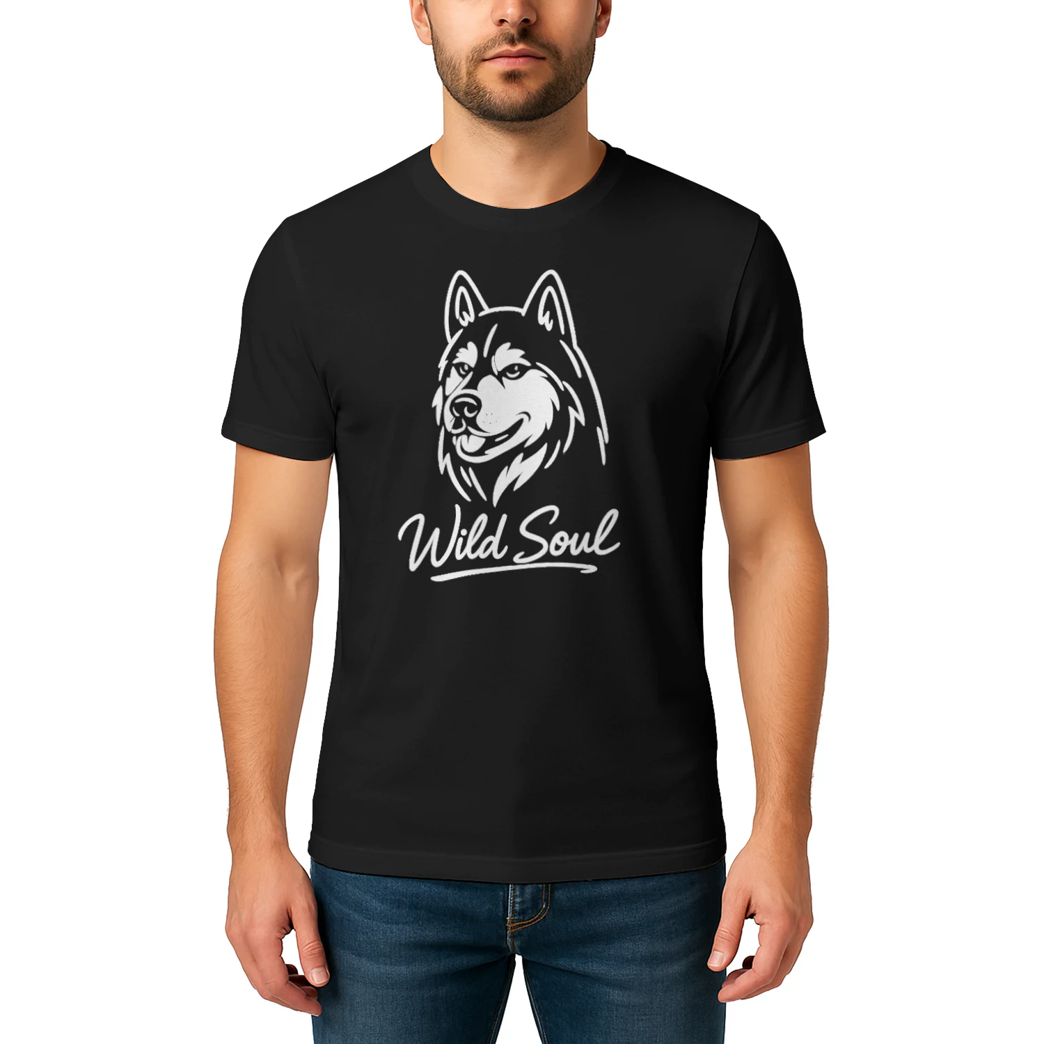 Wild Soul Wolf Shirt – Minimalist Line Art Tee, Dark Aesthetic Nature Design, Strong Spirit Graphic