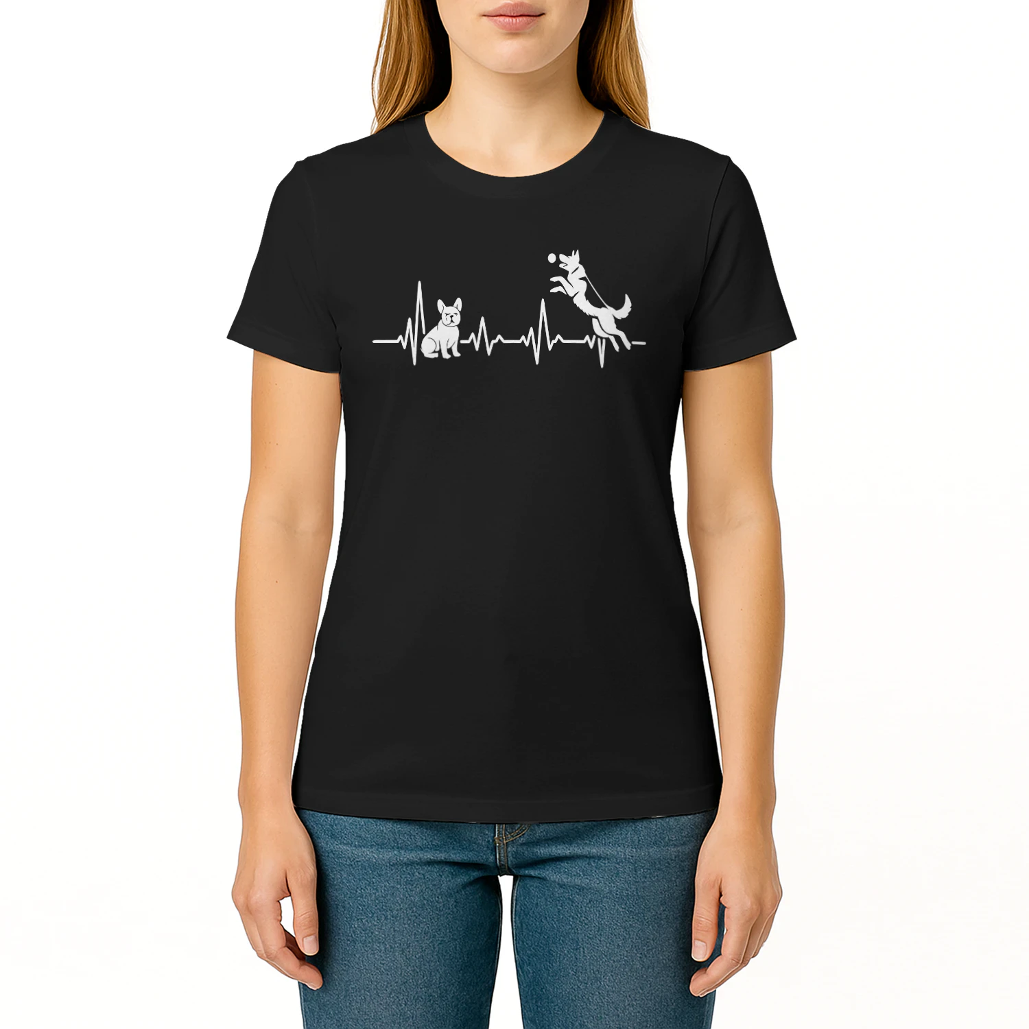 Cat Heartbeat – Playful Jumping Cat Tee, Minimalist Line Art Pet Lover Design, Cat Mom & Cat Dad Apparel