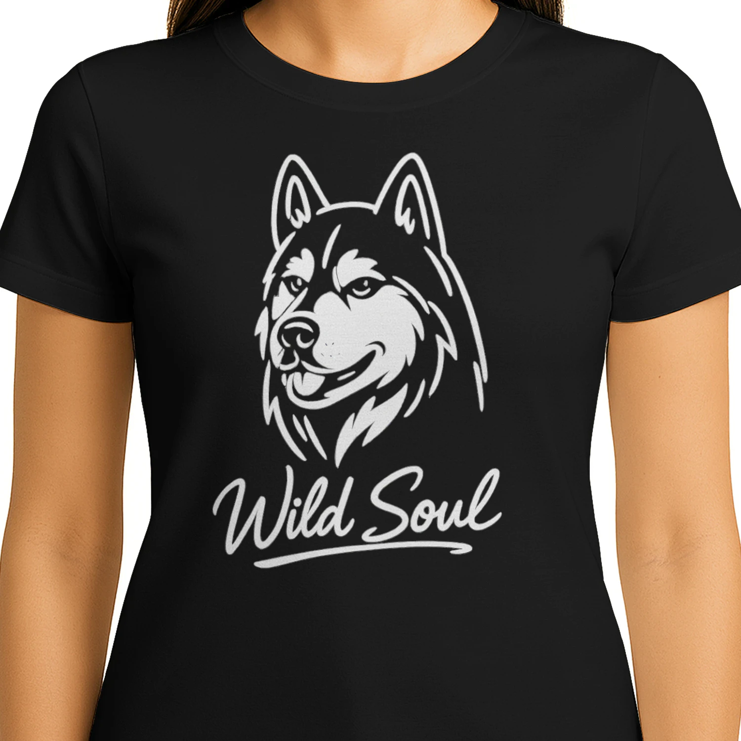 Wild Soul Wolf Shirt – Minimalist Line Art Tee, Dark Aesthetic Nature Design, Strong Spirit Graphic