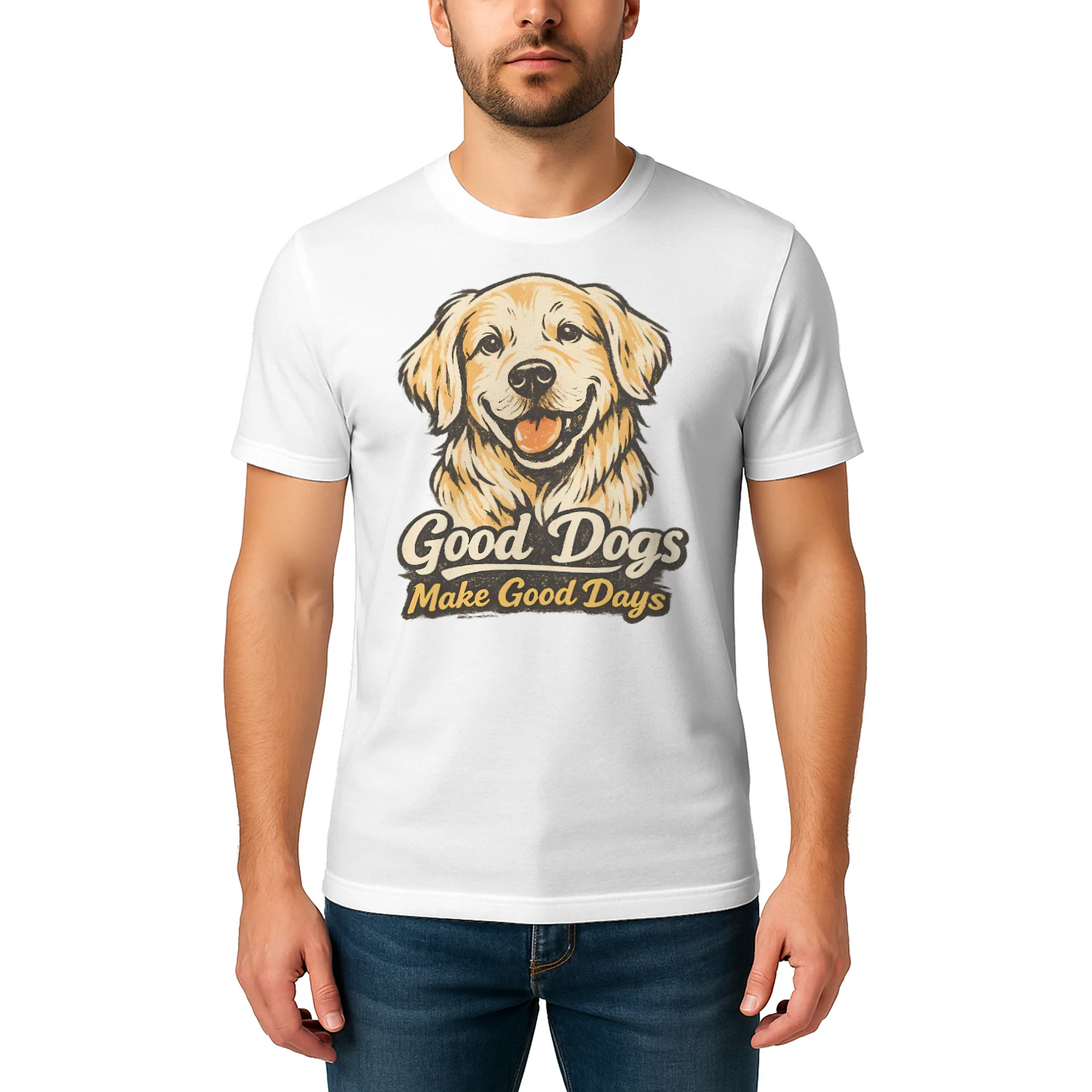 Good Dogs Make Good Days Shirt – Vintage Golden Retriever Tee, Positive Pet Quote, Warm Dog Lover Design