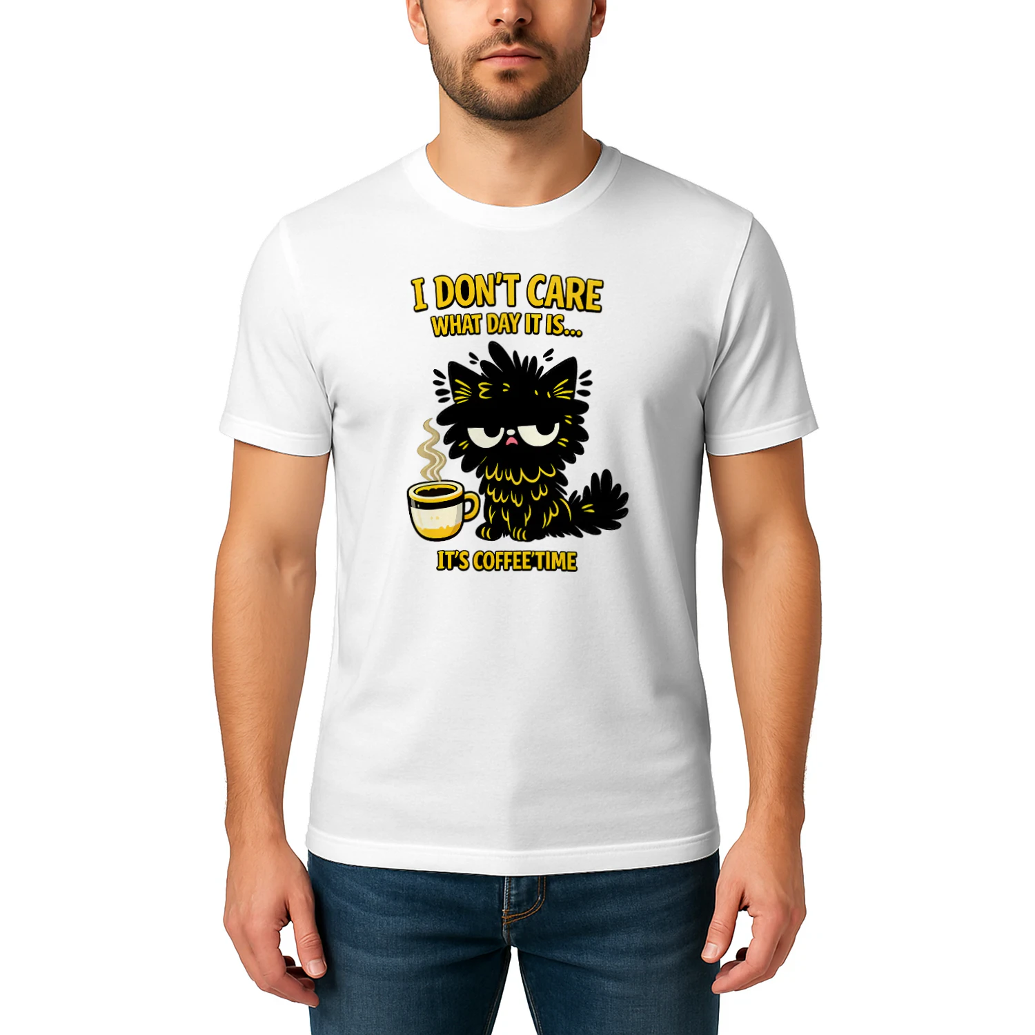 I Don’t Care What Day It Is, It’s Coffee’Time Shirt – Grumpy Cat Coffee Lover Tee, Funny Morning Humor Design