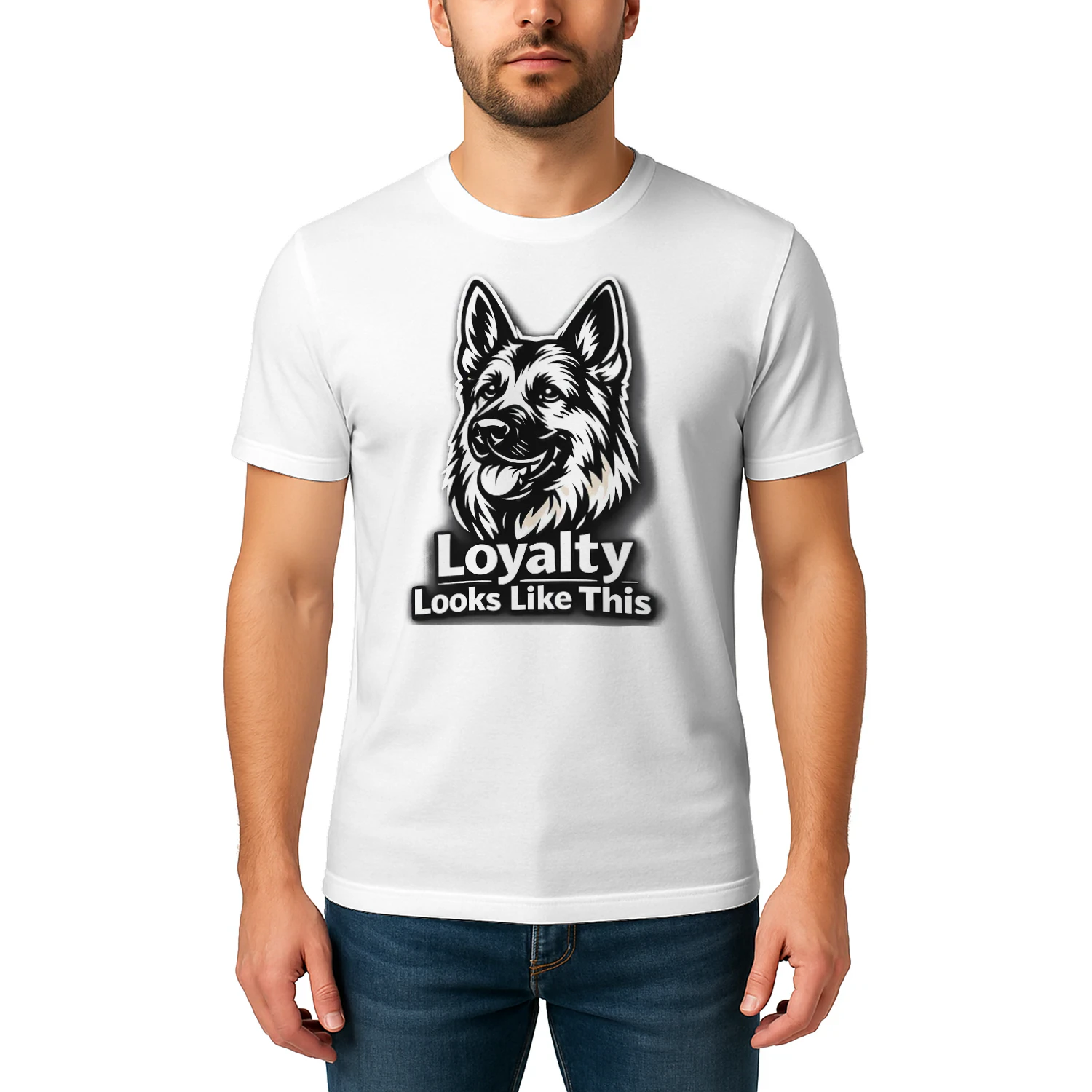 Loyalty Looks Like This German Shepherd Shirt – Bold Black & White Dog Lover Tee, Strong Loyal Pet Design
