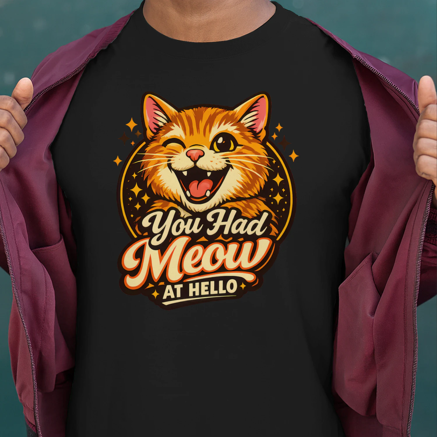 You Had Meow At Hello Shirt – Cute Cat Lover Tee, Playful Pun Quote, Warm Aesthetic Design