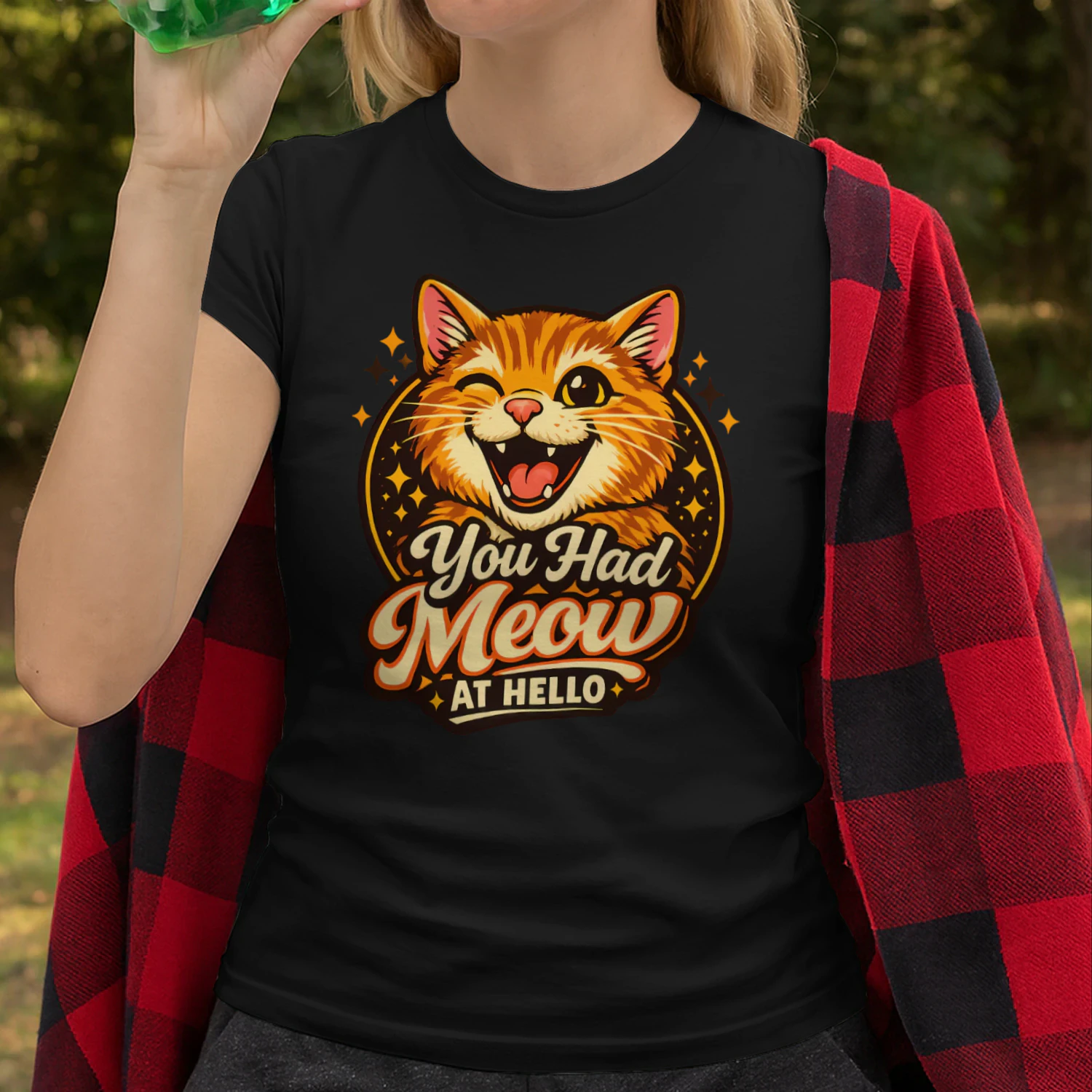 You Had Meow At Hello Shirt – Cute Cat Lover Tee, Playful Pun Quote, Warm Aesthetic Design
