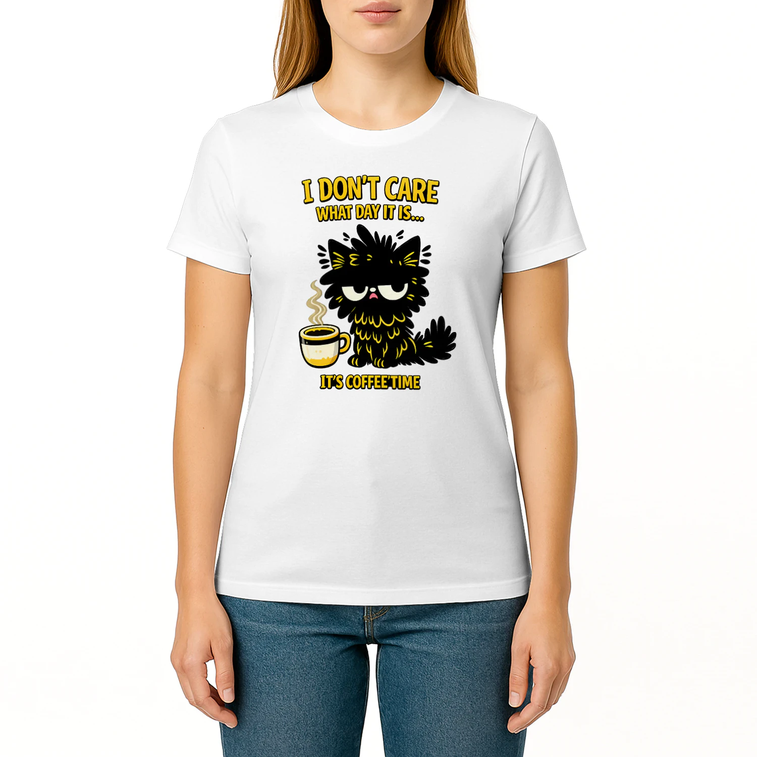 I Don’t Care What Day It Is, It’s Coffee’Time Shirt – Grumpy Cat Coffee Lover Tee, Funny Morning Humor Design