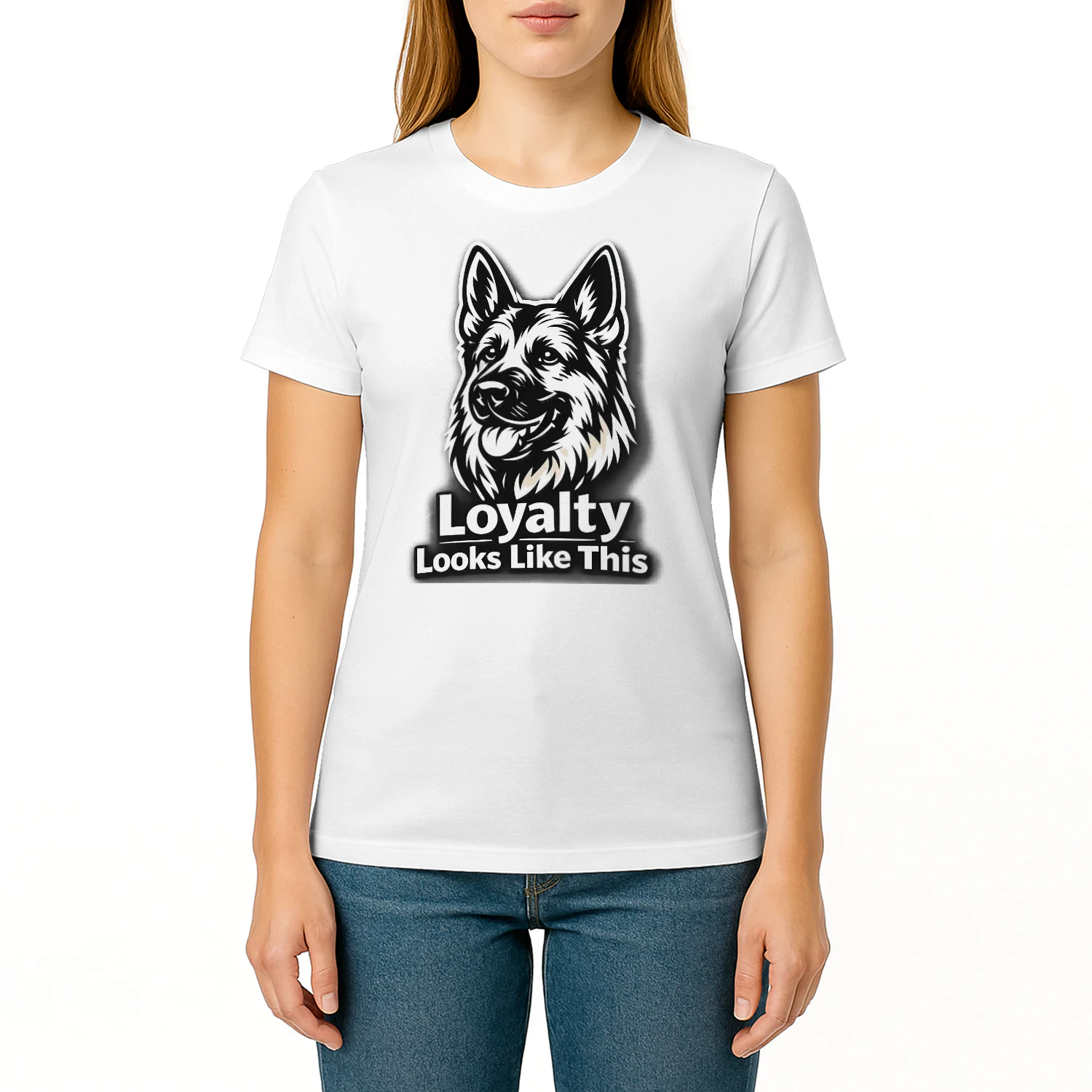 Loyalty Looks Like This German Shepherd Shirt – Bold Black & White Dog Lover Tee, Strong Loyal Pet Design