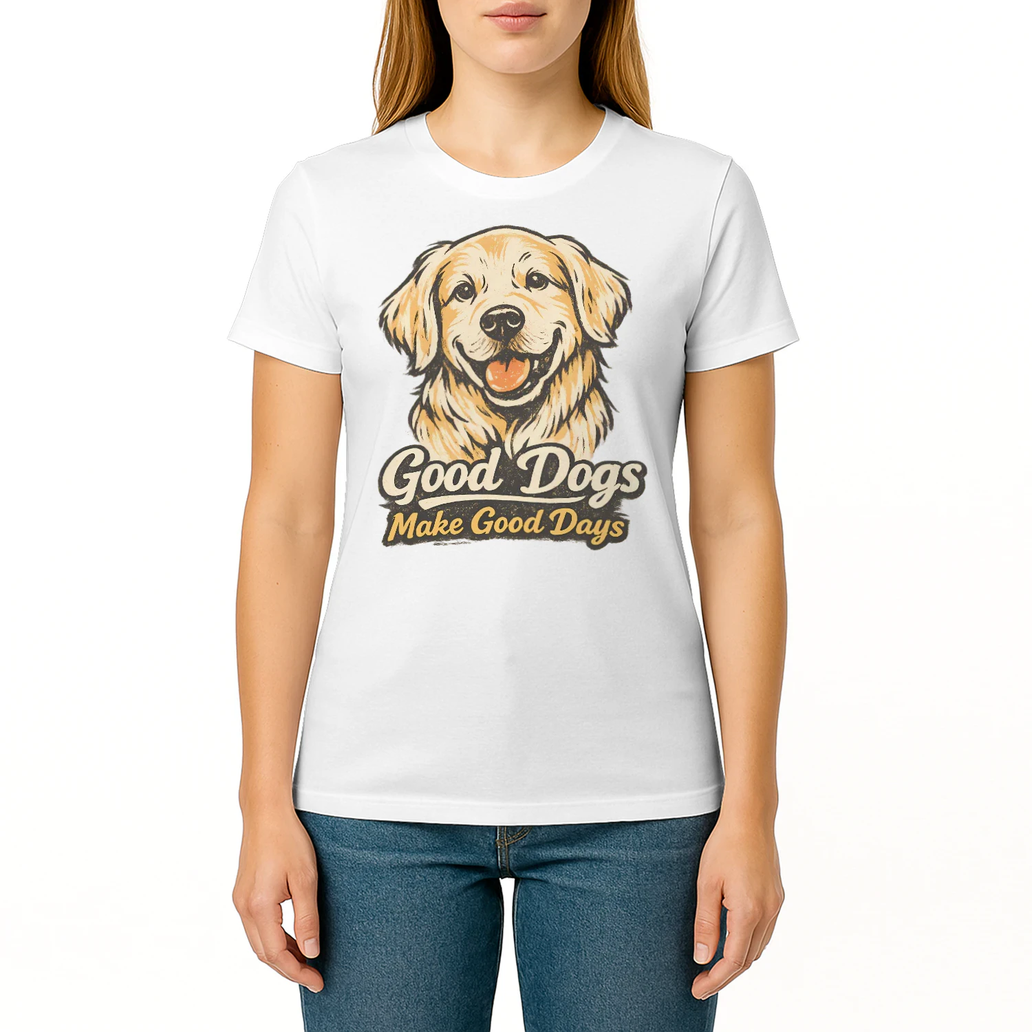 Good Dogs Make Good Days Shirt – Vintage Golden Retriever Tee, Positive Pet Quote, Warm Dog Lover Design