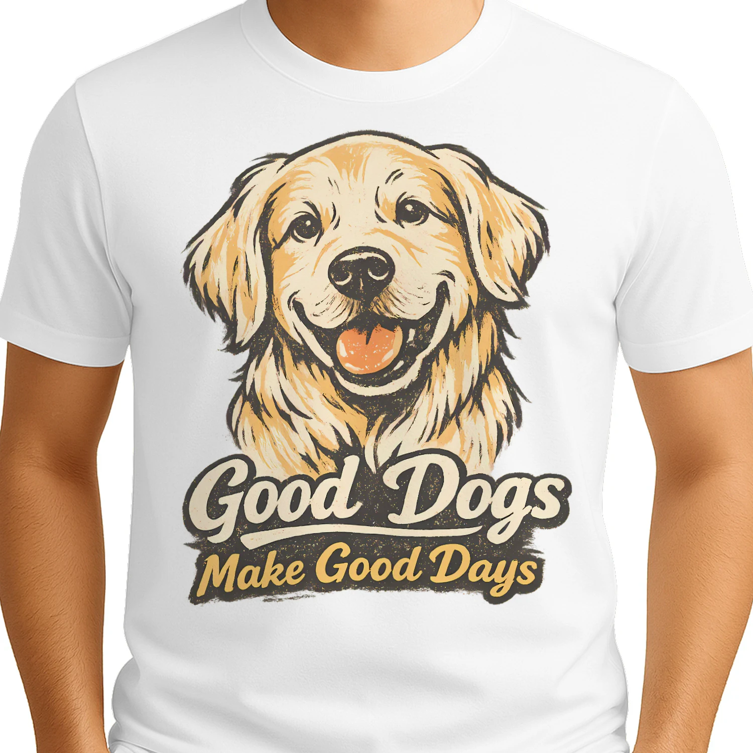 Good Dogs Make Good Days Shirt – Vintage Golden Retriever Tee, Positive Pet Quote, Warm Dog Lover Design