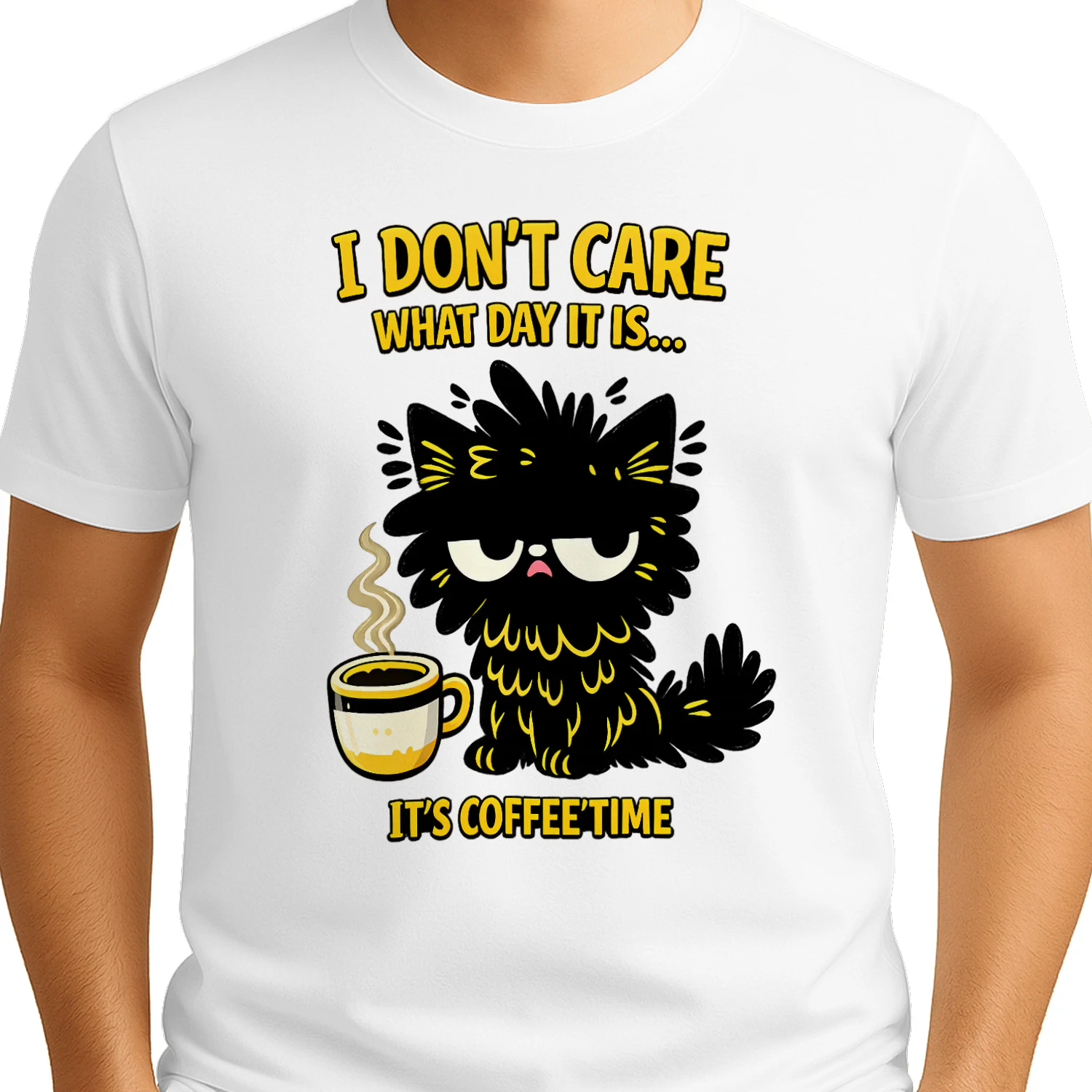 I Don’t Care What Day It Is, It’s Coffee’Time Shirt – Grumpy Cat Coffee Lover Tee, Funny Morning Humor Design