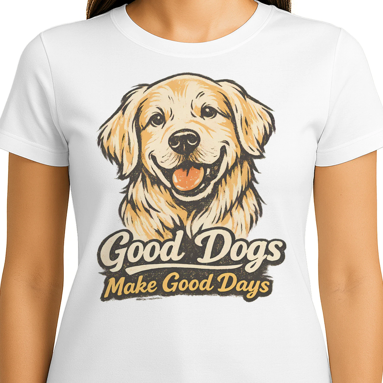 Good Dogs Make Good Days Shirt – Vintage Golden Retriever Tee, Positive Pet Quote, Warm Dog Lover Design