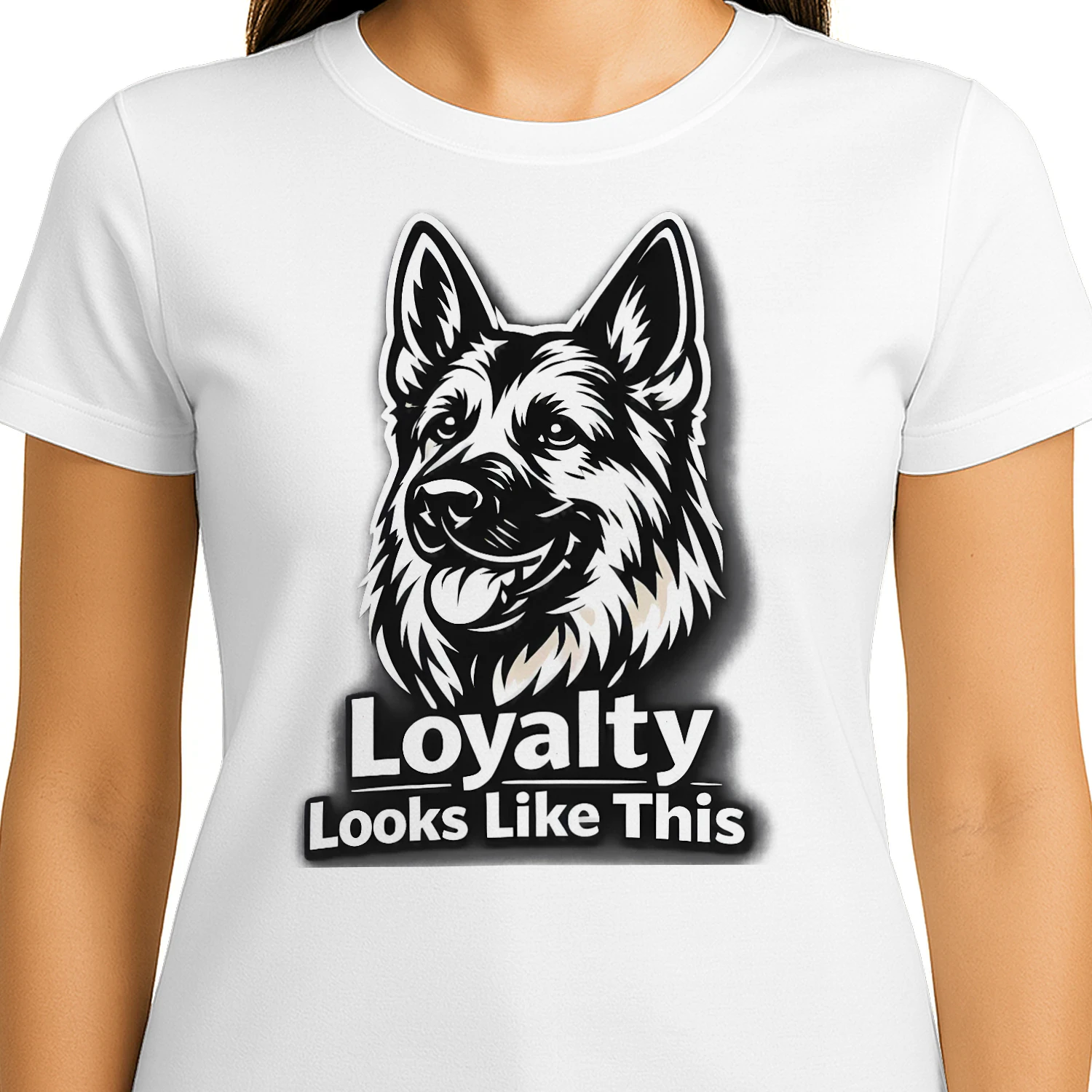 Loyalty Looks Like This German Shepherd Shirt – Bold Black & White Dog Lover Tee, Strong Loyal Pet Design