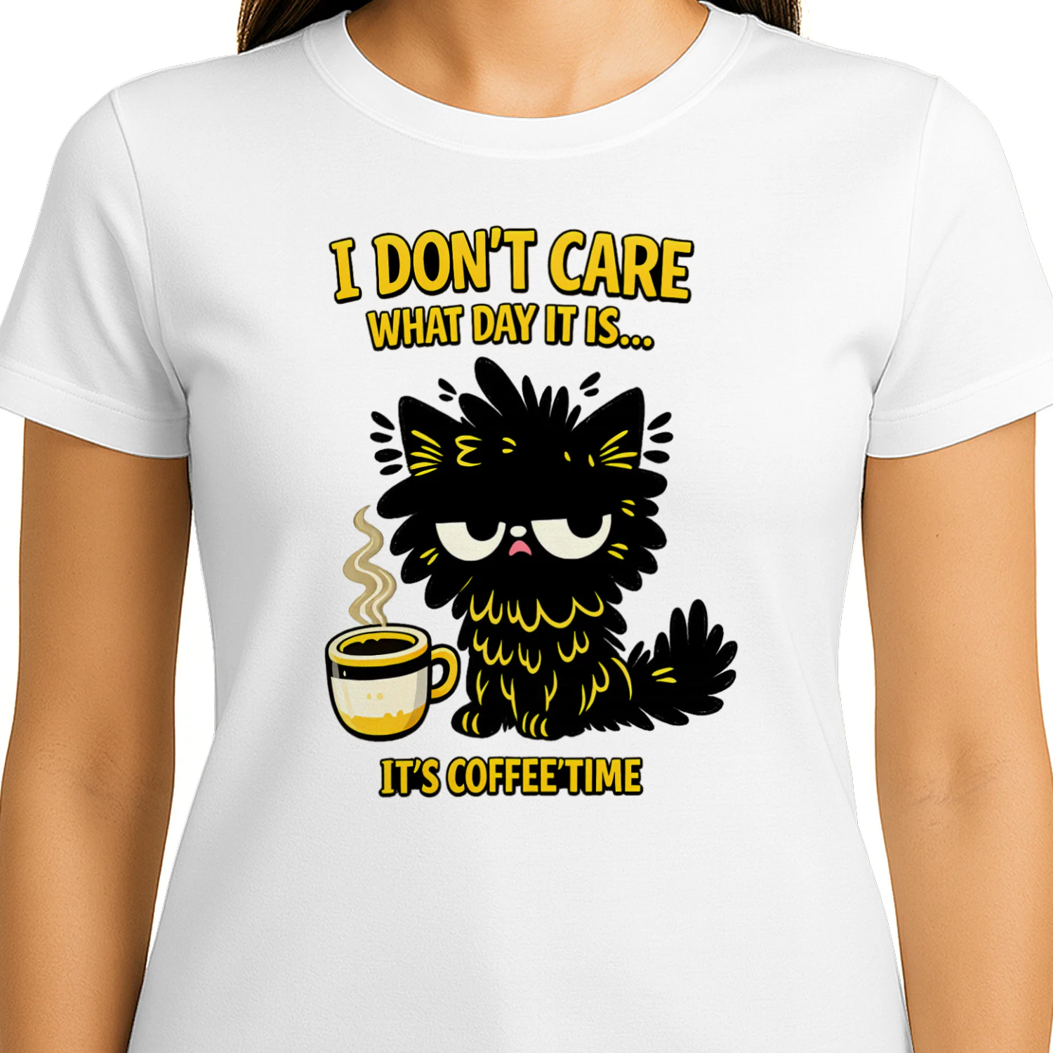 I Don’t Care What Day It Is, It’s Coffee’Time Shirt – Grumpy Cat Coffee Lover Tee, Funny Morning Humor Design