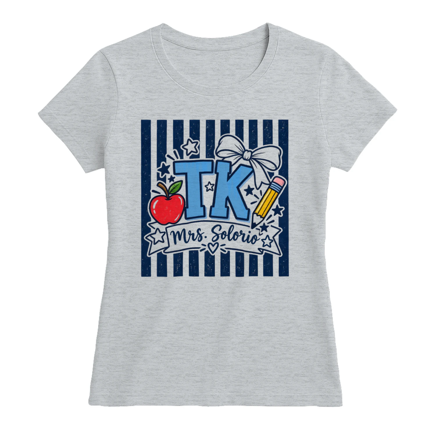 TK Teacher Cute Pencil Apple Graphic T-shirt