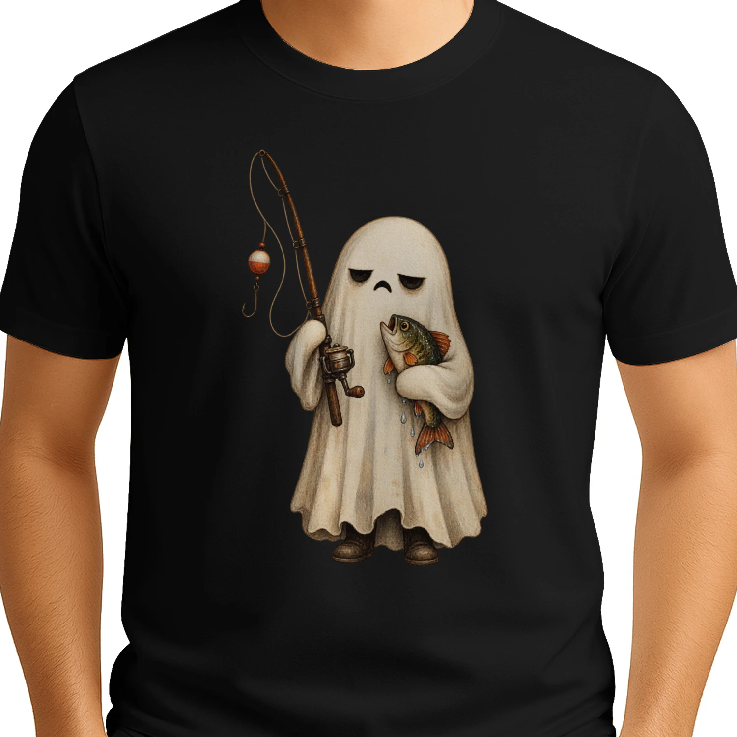 Funny Ghost Fishing Halloween T-Shirt