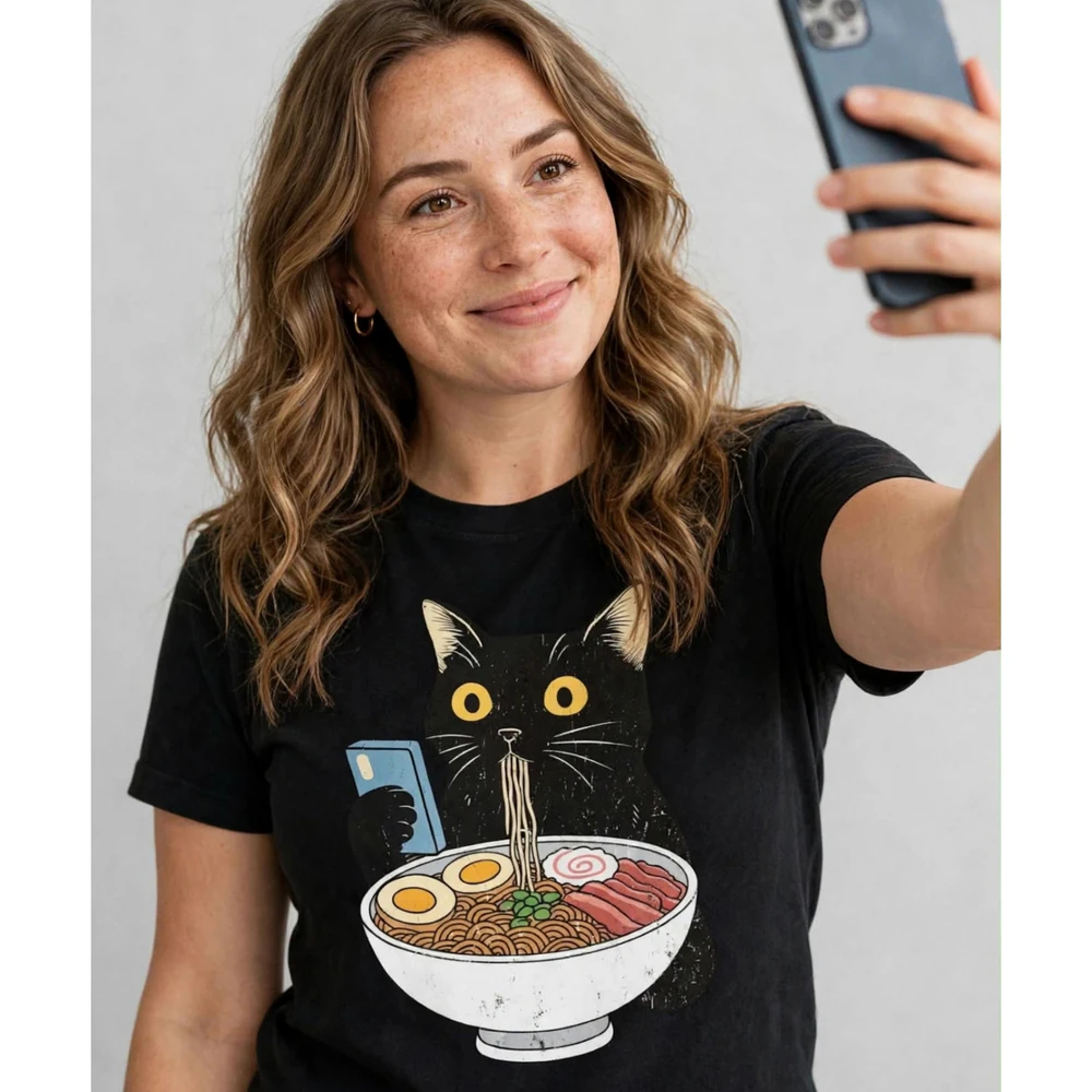 Cool Sunset Vacation Cat Graphic Tee - Retro 80s Sunset Cat T-Shirt
