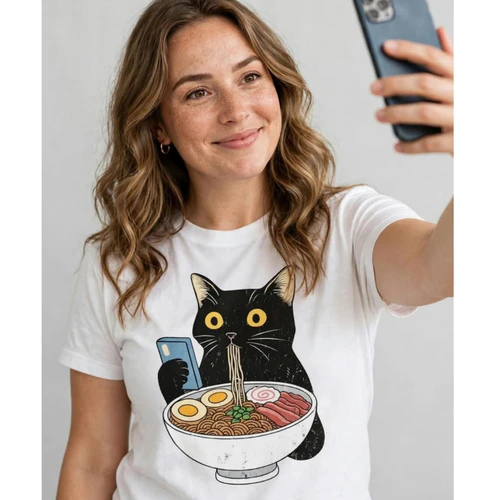 Cool Sunset Vacation Cat Graphic Tee - Retro 80s Sunset Cat T-Shirt