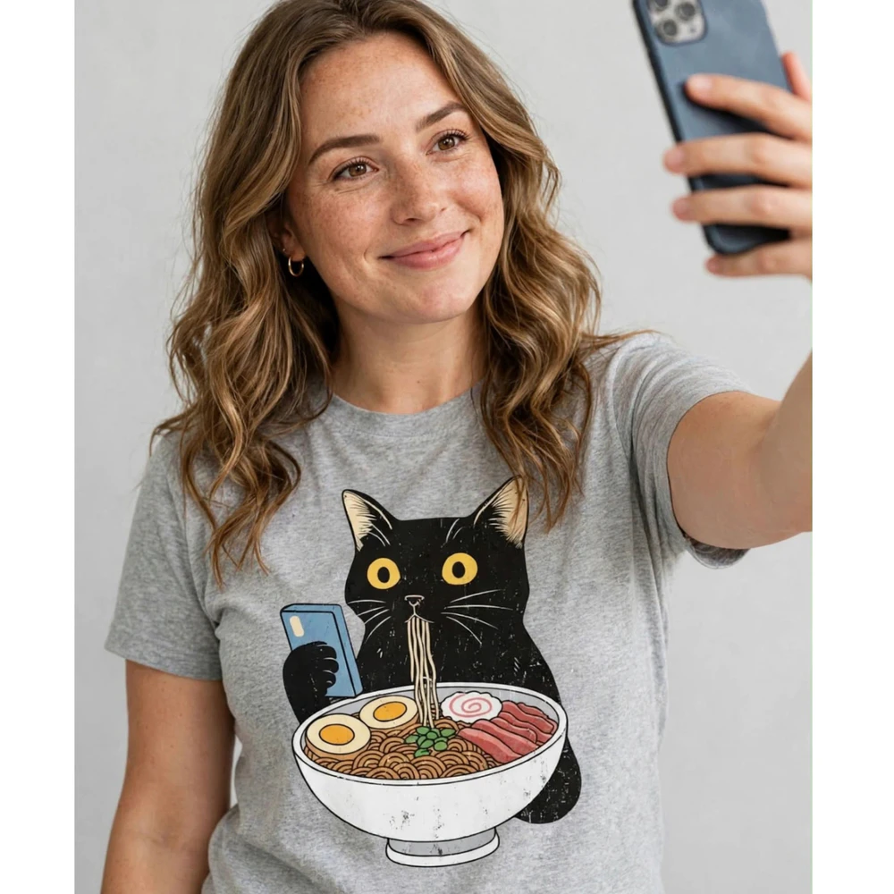 Cool Sunset Vacation Cat Graphic Tee - Retro 80s Sunset Cat T-Shirt