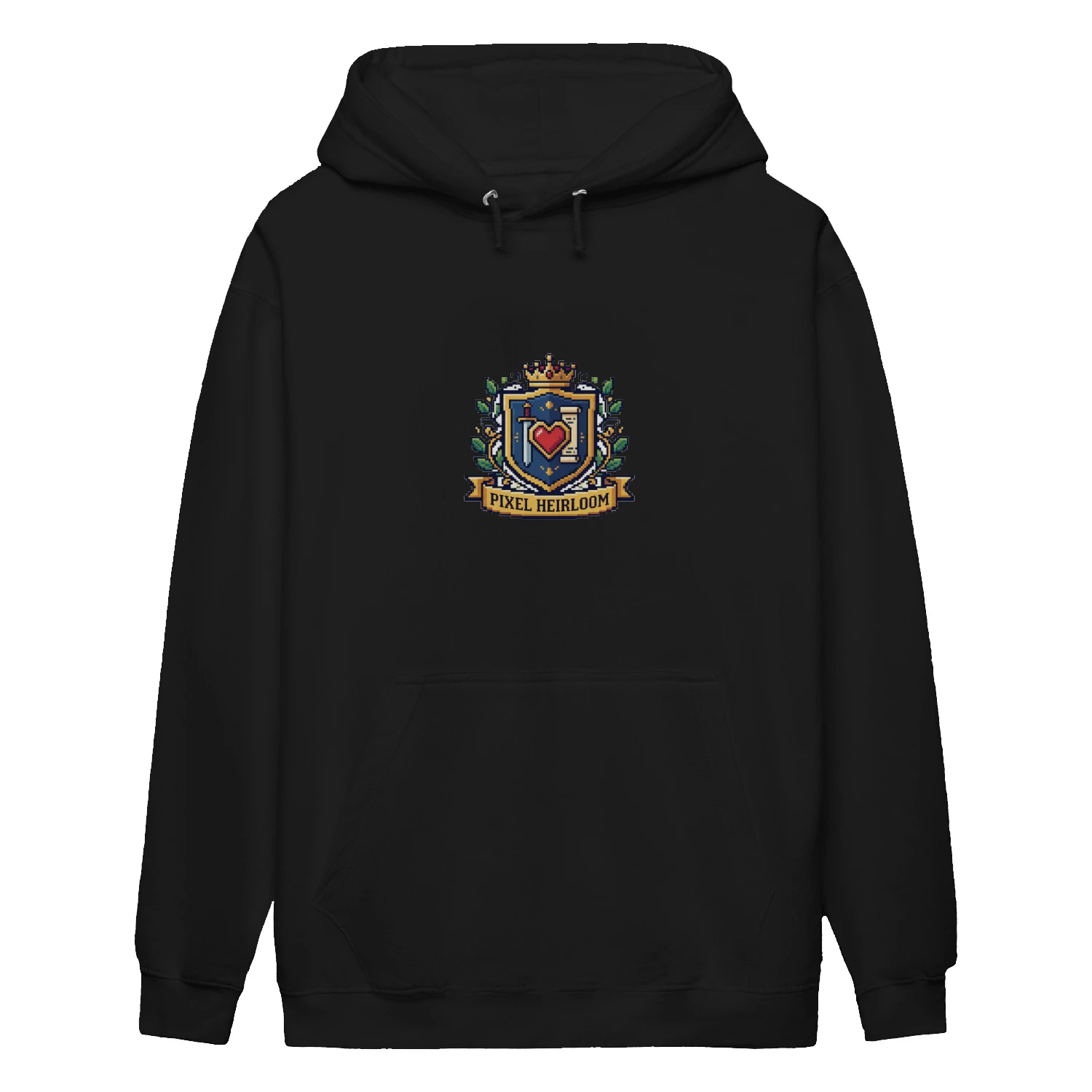 Pixel Heirloom Crest Retro Gaming Premium Hoodie