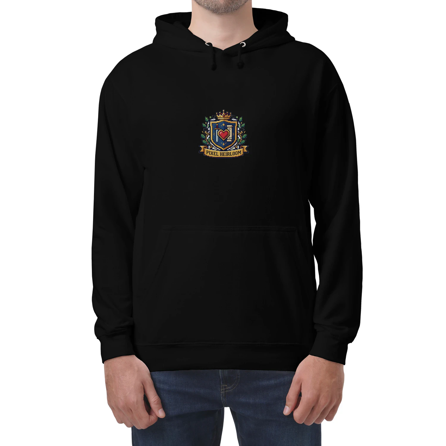Pixel Heirloom Crest Retro Gaming Premium Hoodie