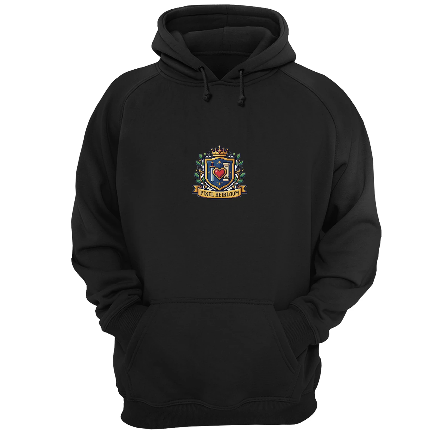 Pixel Heirloom Crest Retro Gaming Premium Hoodie