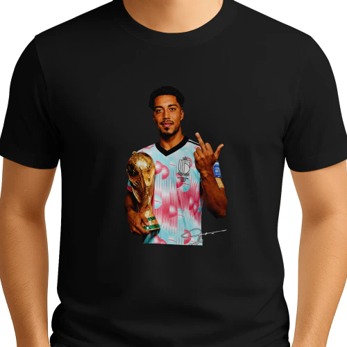 Youri Tielemans Belgium national football holding trophy middle finger shirt