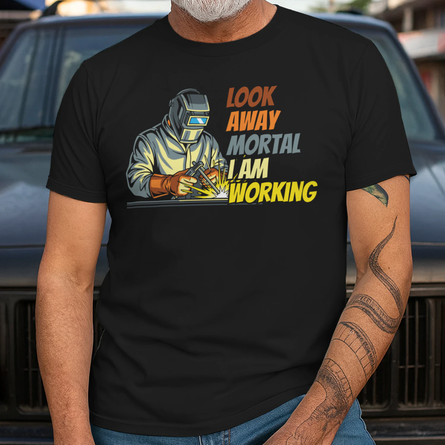 Look Away Mortal I'm Working Funny Welding