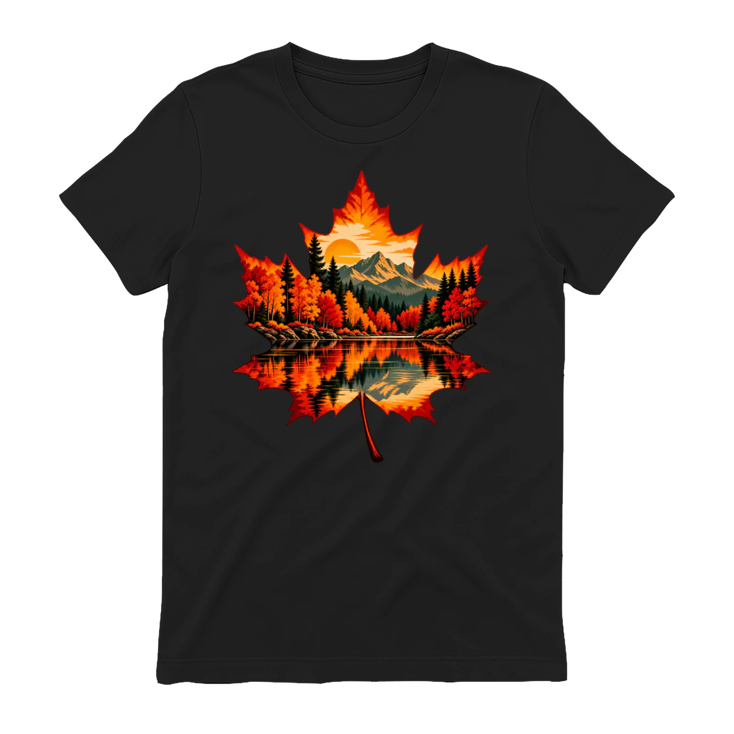 Autumn Maple Leaf Forest Lake Reflection Crewneck Sweatshirt