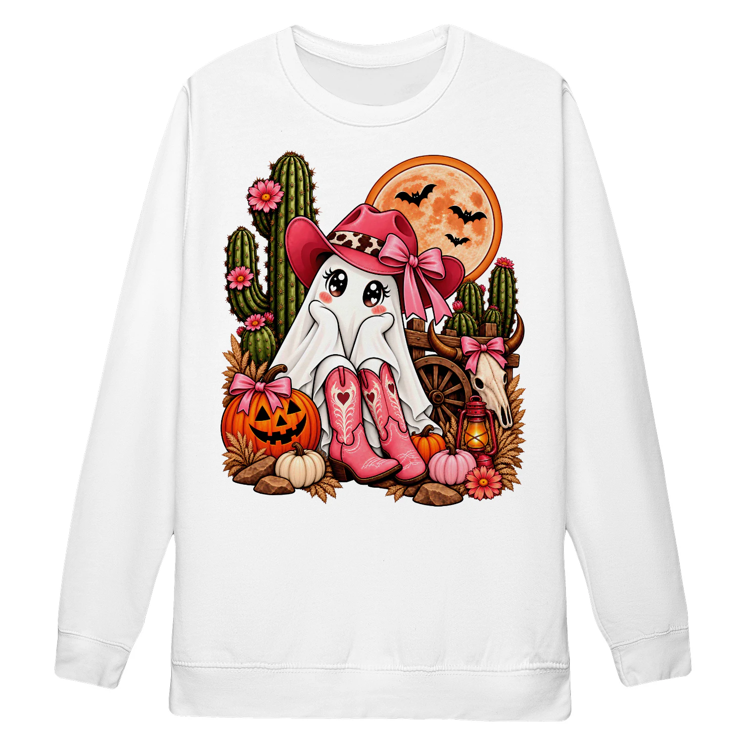 Cute Cowgirl Ghost Retro Western Halloween Pink Cowboy Hat