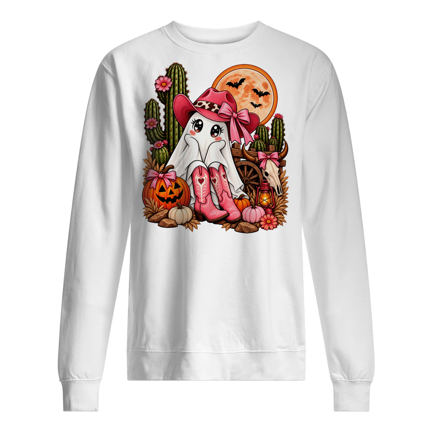 Cute Cowgirl Ghost Retro Western Halloween Pink Cowboy Hat