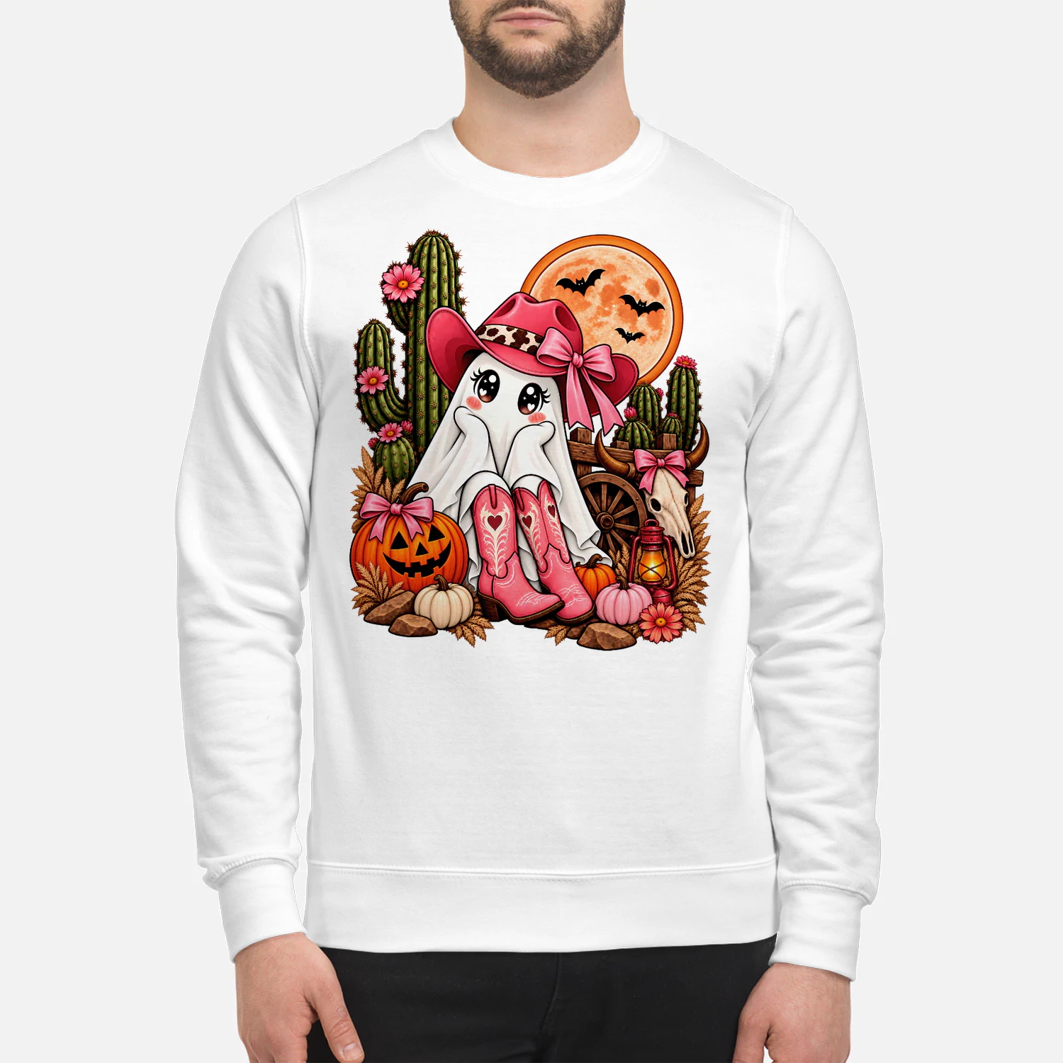 Cute Cowgirl Ghost Retro Western Halloween Pink Cowboy Hat